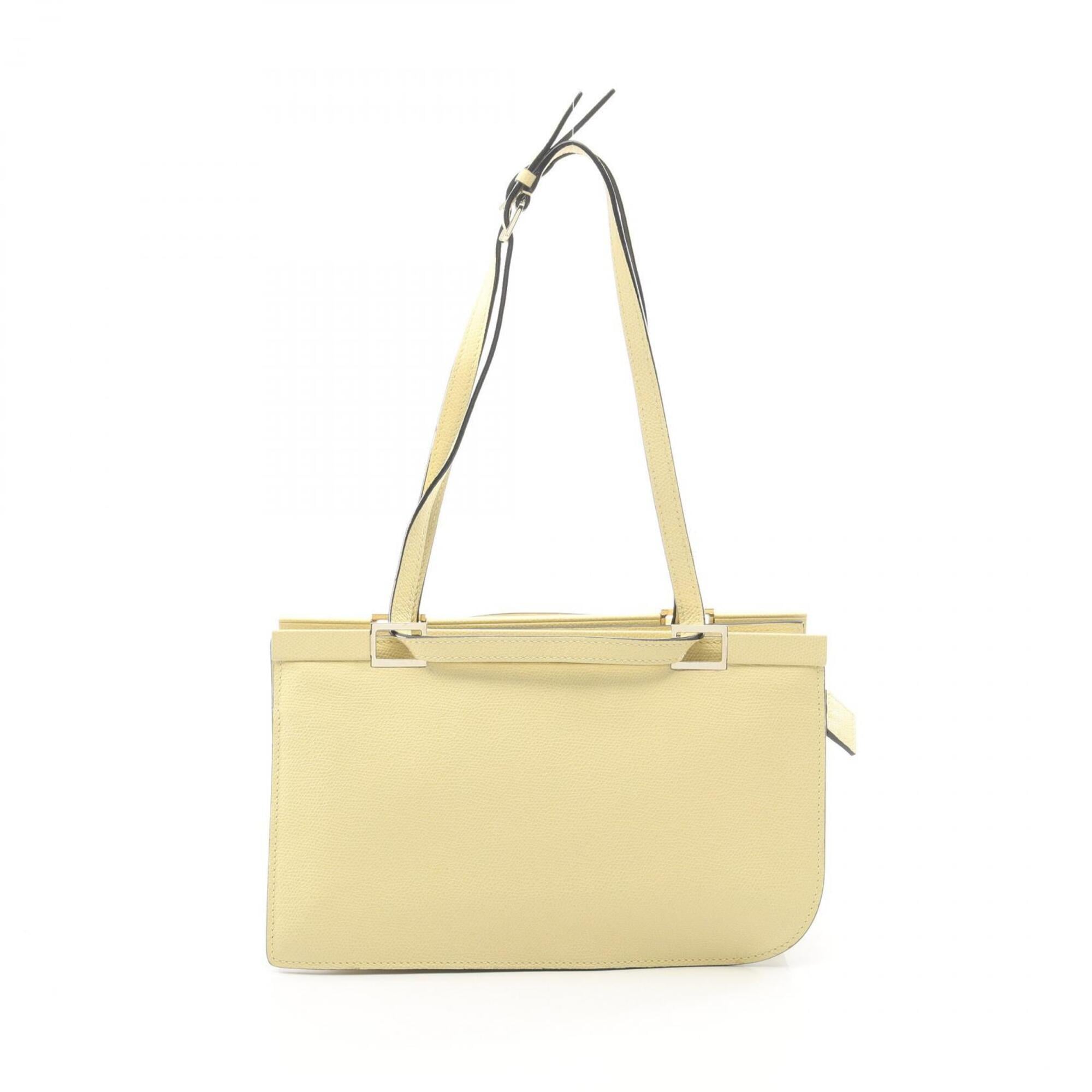 Valextra Yellow Leather Handbag Shoulder Bag (Pre-Owned)