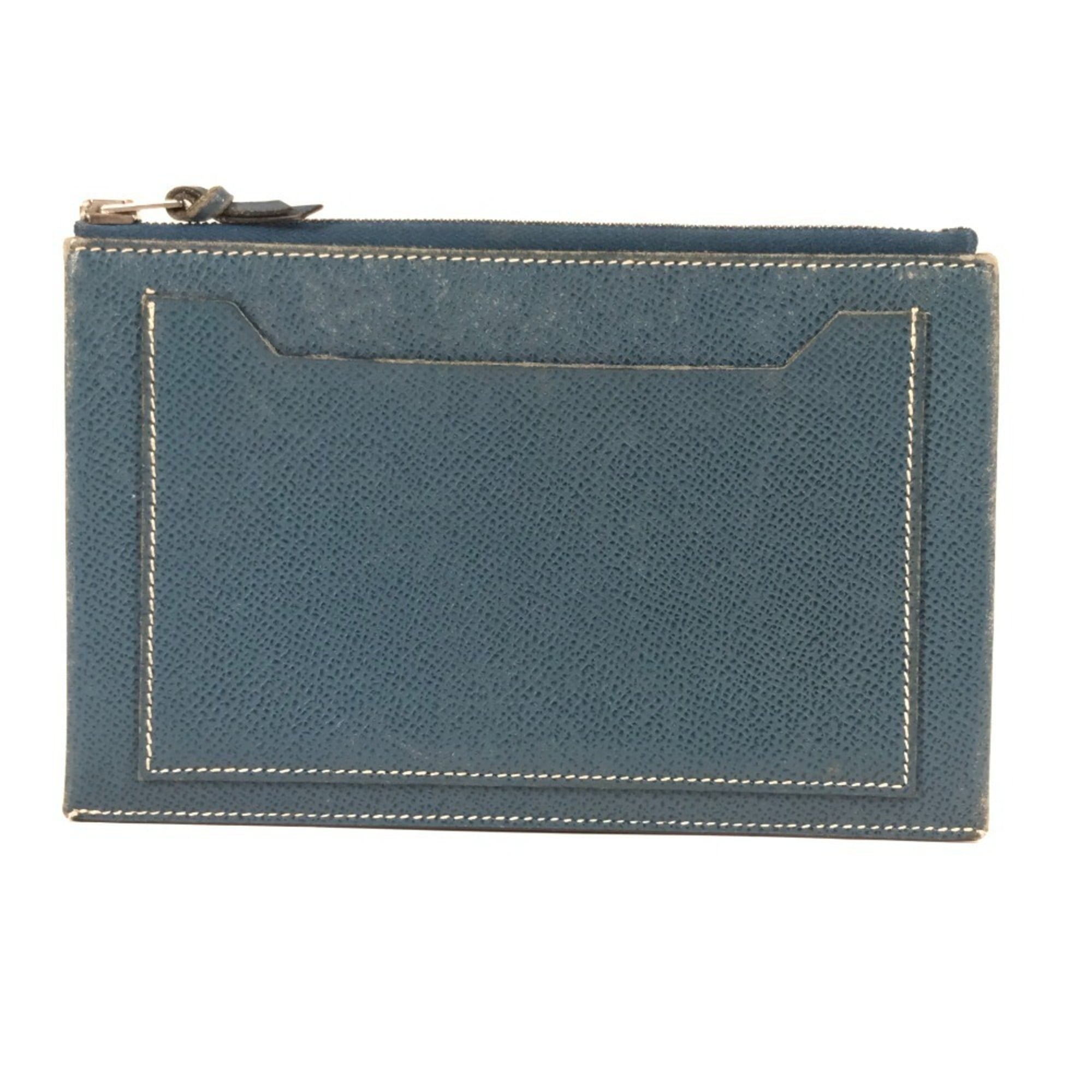 Hermes Blue Epsom Leather Clutch Bag Pouch (Pre-Owned)