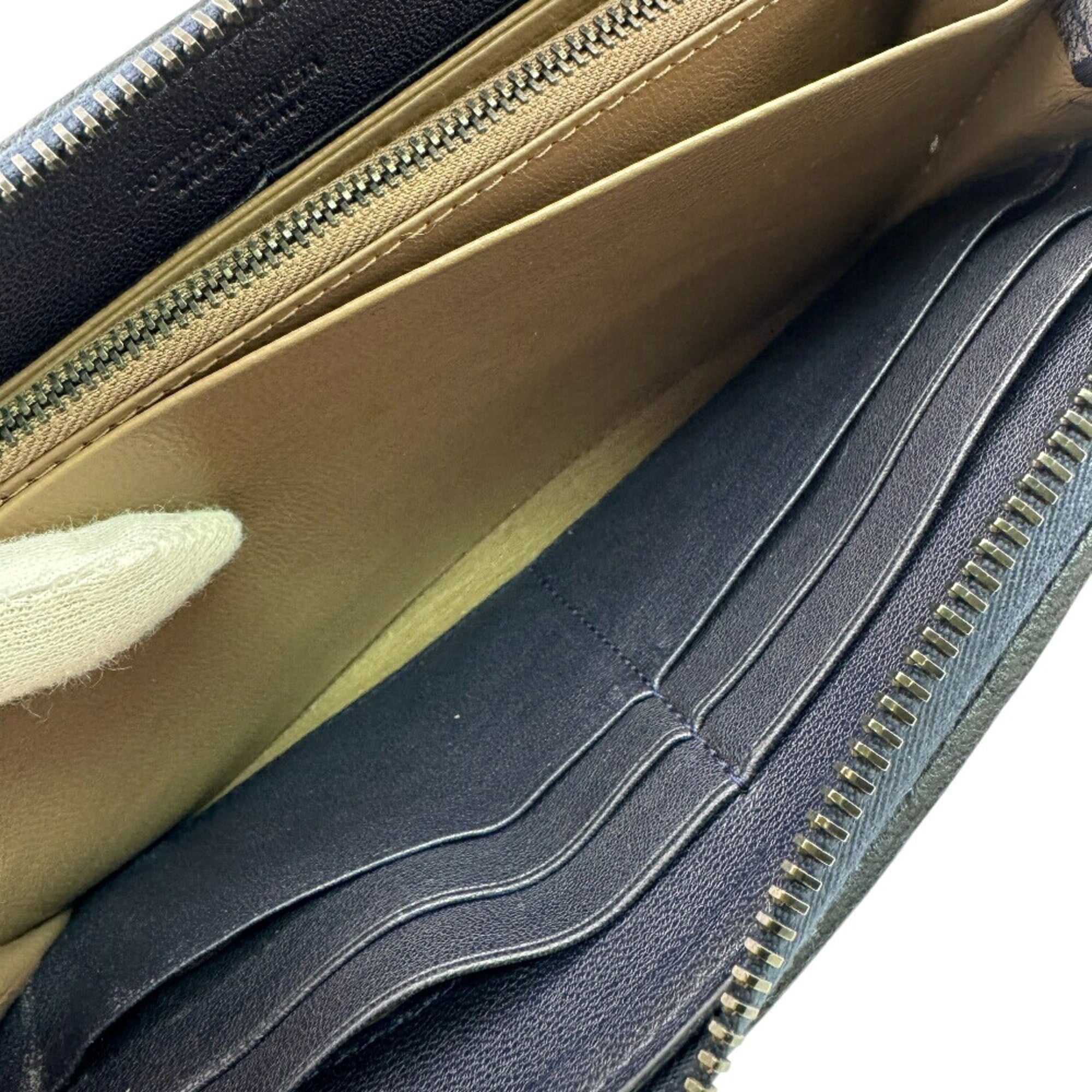 Bottega Veneta Intrecciato Navy Intrecciato Long Wallet (Bi-Fold) (Pre-Owned)