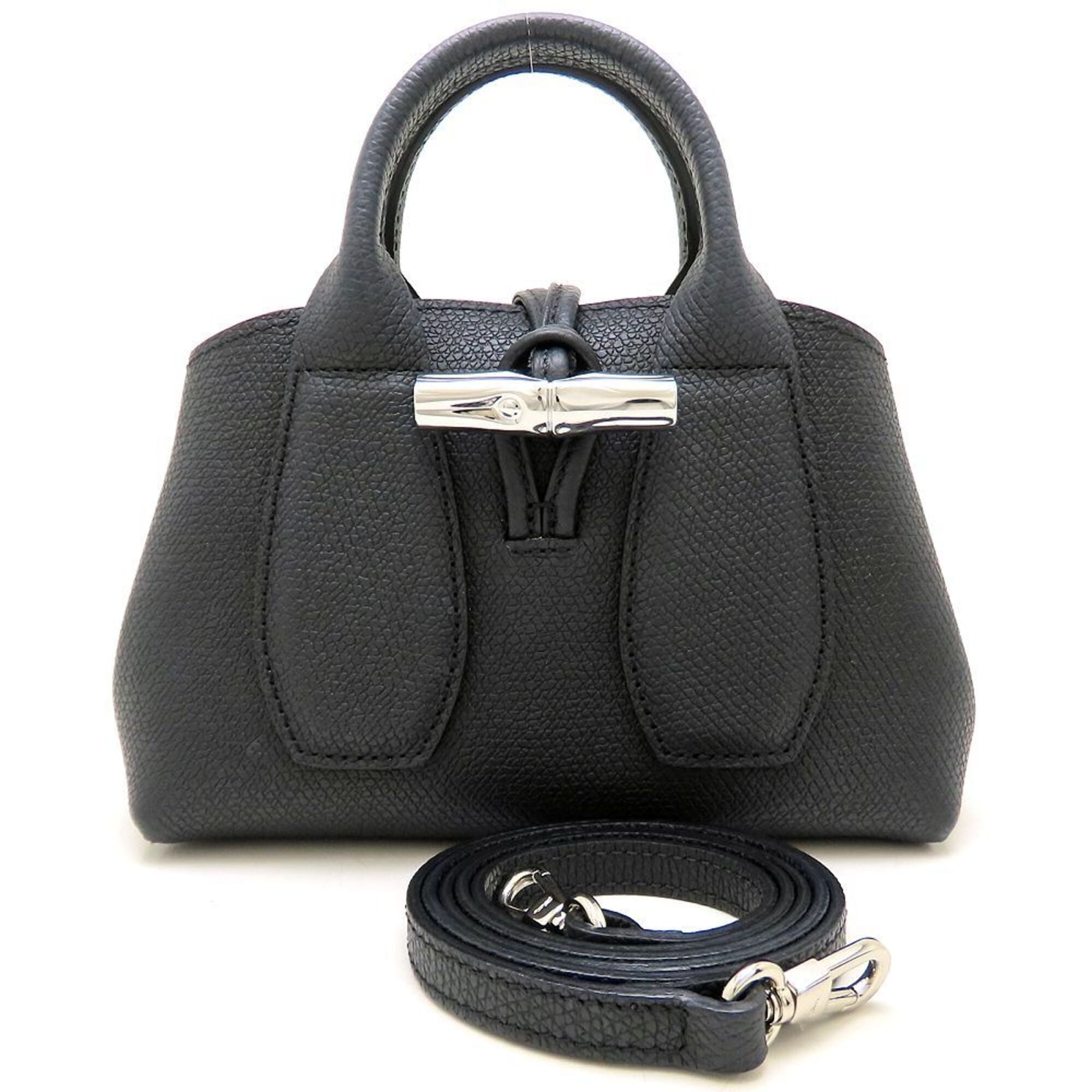 Longchamp Black Leather Shoulder Bag (Pre-Owned)