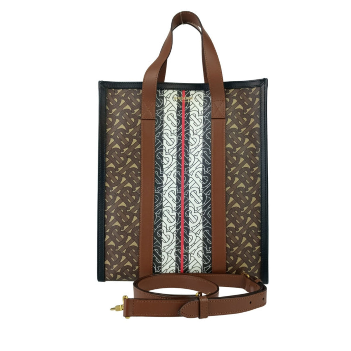 Burberry Brown Coated Canvas Leather Handbag Shoulder Bag Tote Bag (Pre-Owned)