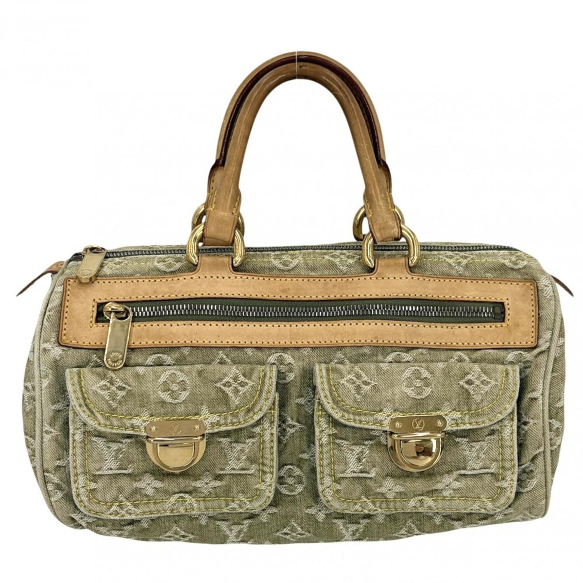 Louis Vuitton Green Monogram Denim Handbag (Pre-Owned)