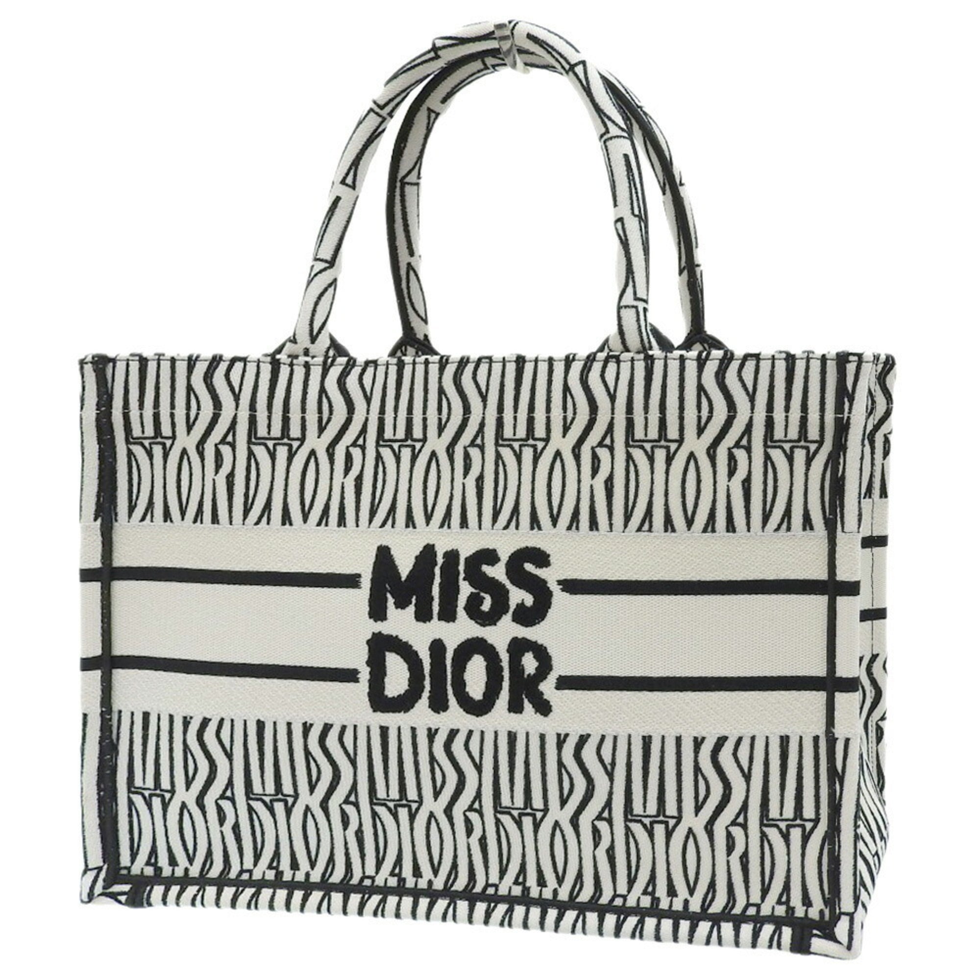 Christian Dior Black White Jacquard Tote Bag (Pre-Owned)