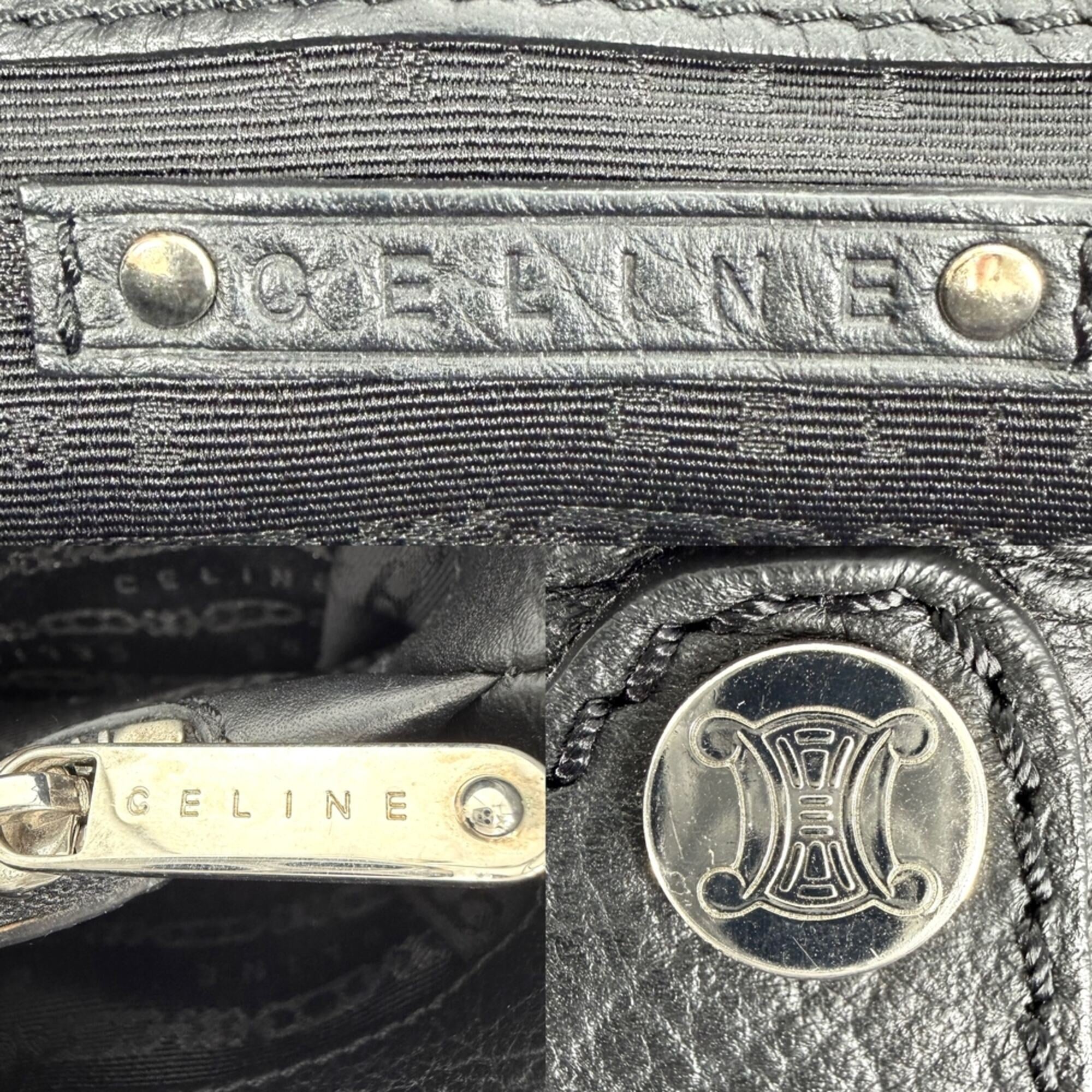 Celine Macadam Black Leather Handbag Tote Bag (Pre-Owned)