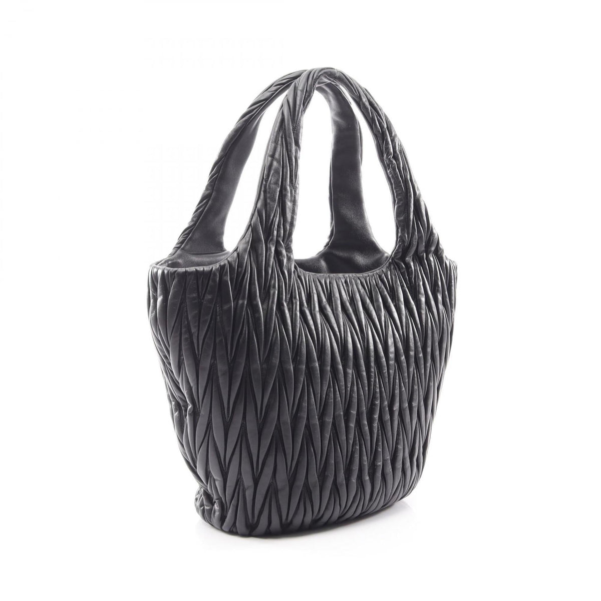 Miu Miu Matelasse Black Leather Handbag Tote Bag (Pre-Owned)