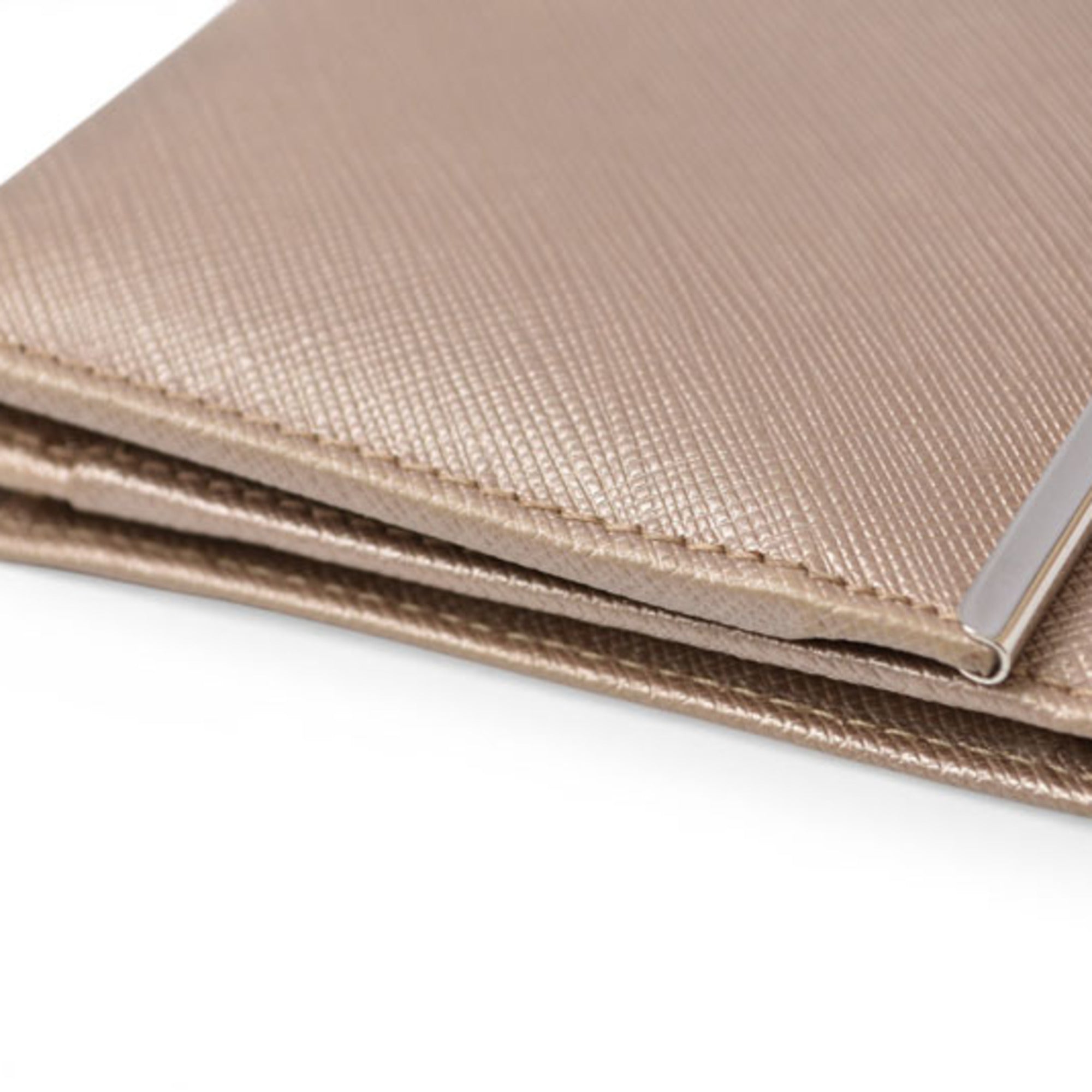 Salvatore Ferragamo Gancini Metallic Beige Leather Long Wallet (Bi-Fold) (Pre-Owned)