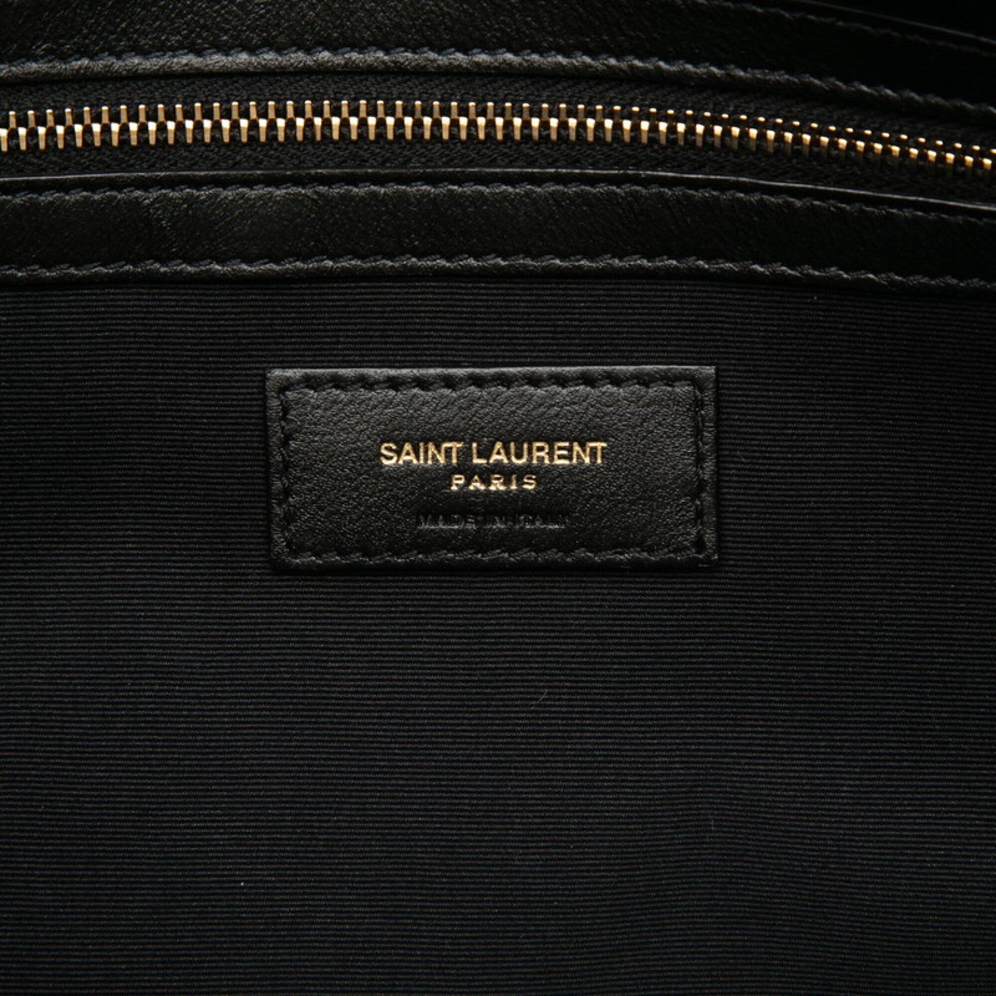 Saint Laurent Black Ivory Canvas Leather Tote Bag (Pre-Owned)
