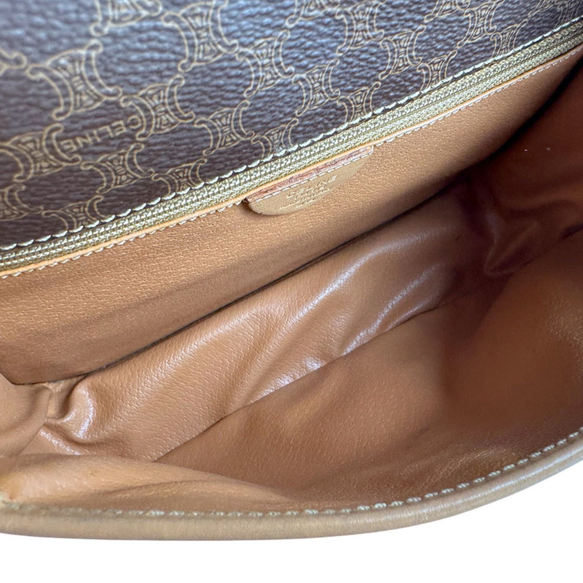 Celine Brown Coated Canvas Shoulder Bag (Pre-Owned)