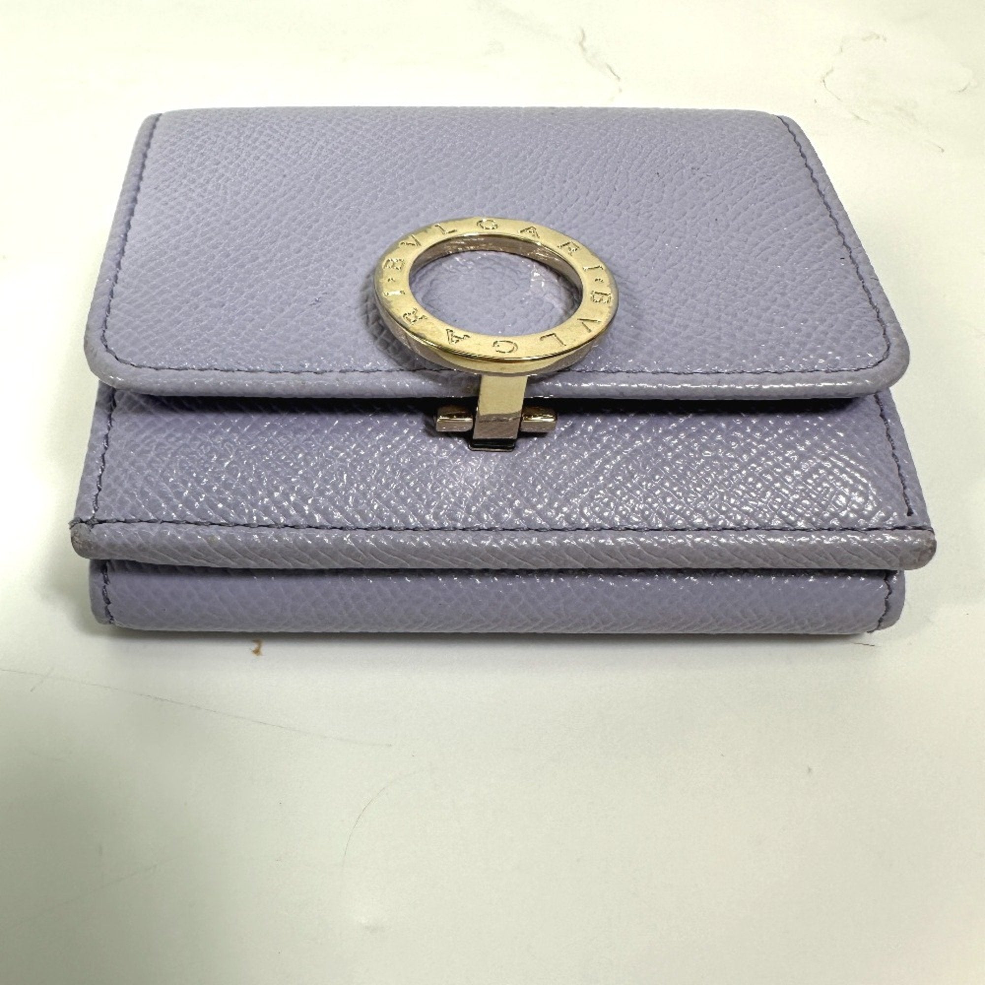 Bvlgari Purple Leather Wallet (Tri-Fold) (Pre-Owned)