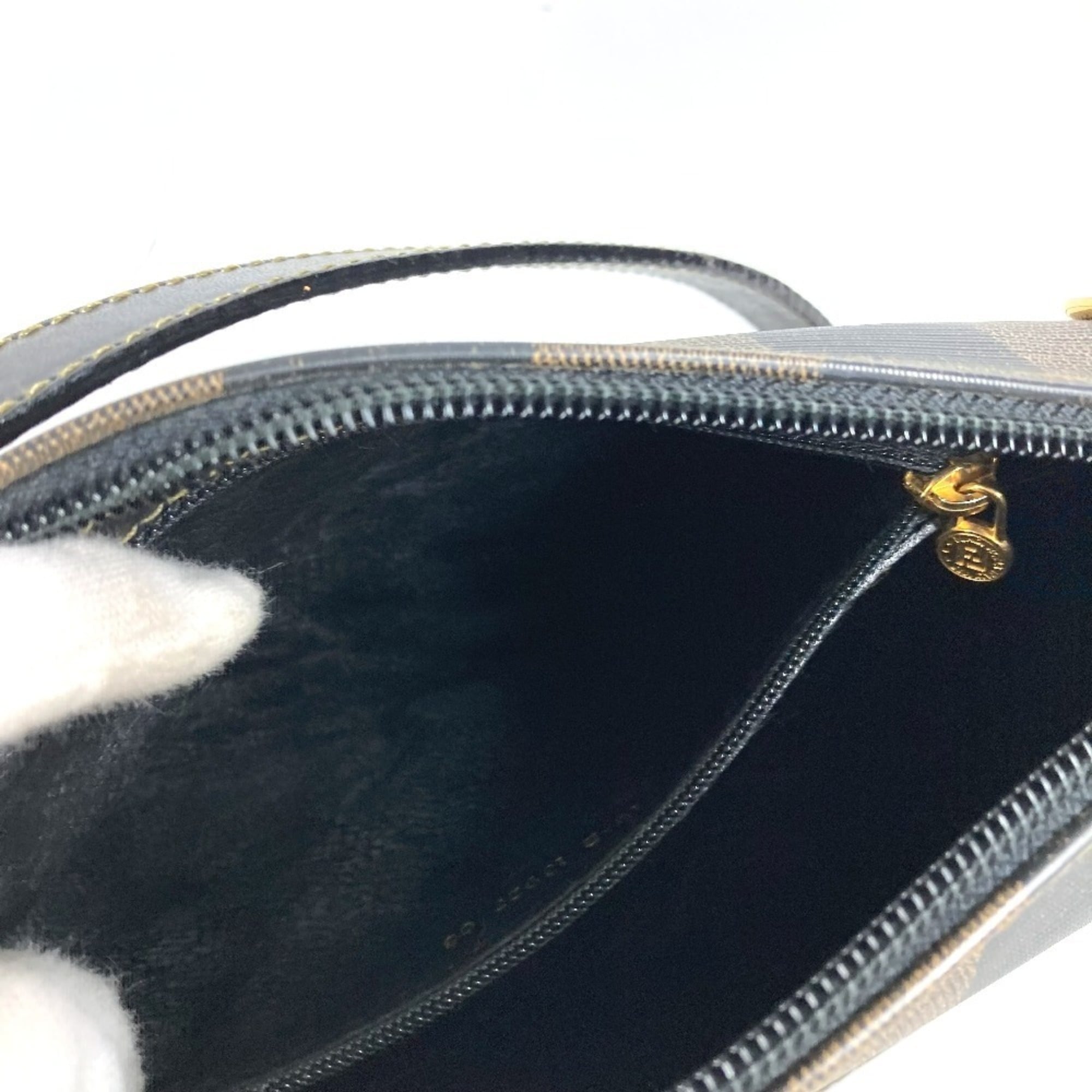Fendi Black Khaki Pvc Leather Pochette Shoulder Bag (Pre-Owned)