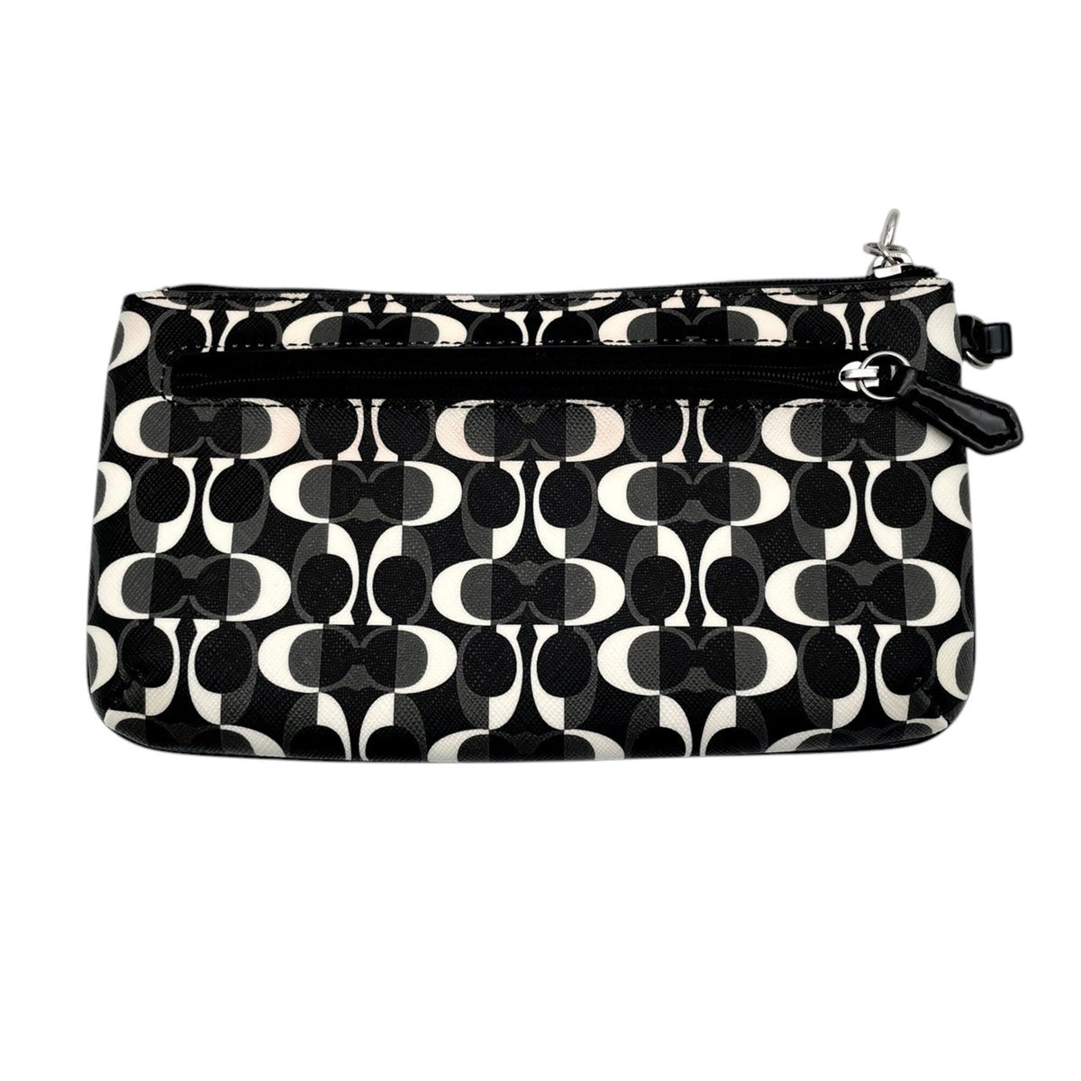 Coach Black Gray White Coated Canvas Leather Clutch Bag Pouch (Pre-Owned)