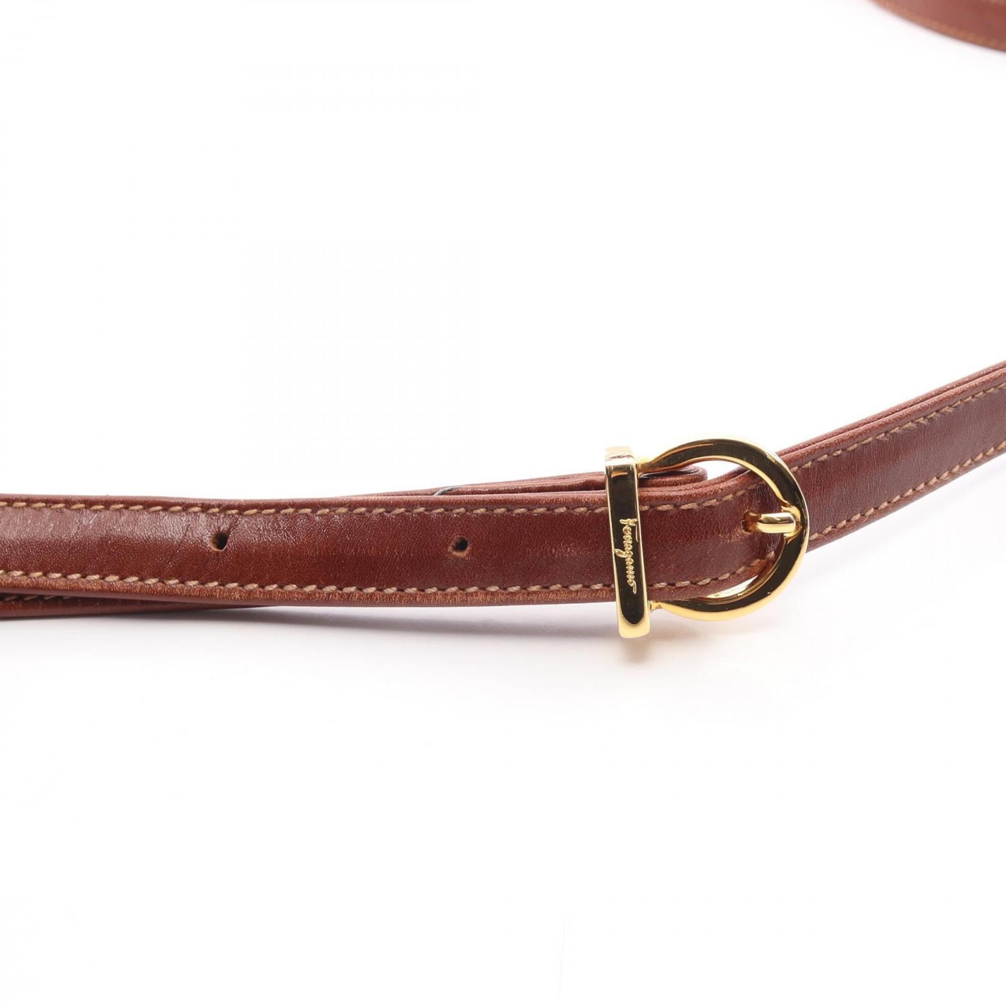 Salvatore Ferragamo Brown Leather Handbag Shoulder Bag (Pre-Owned)