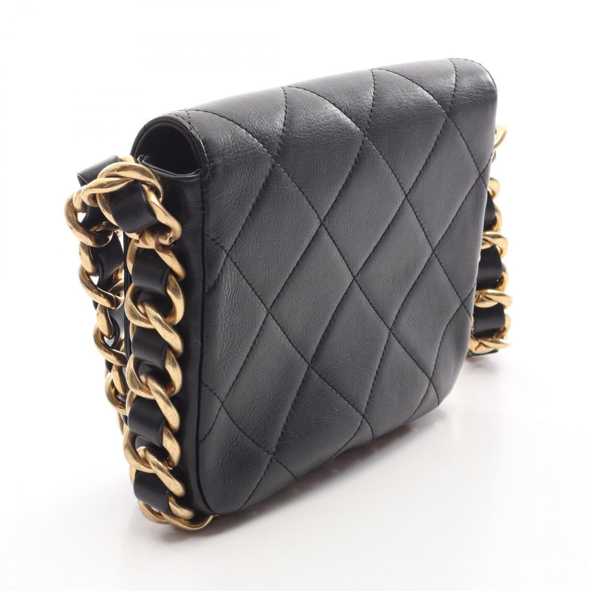 Chanel Matelasse Black Leather Handbag Shoulder Bag (Pre-Owned)