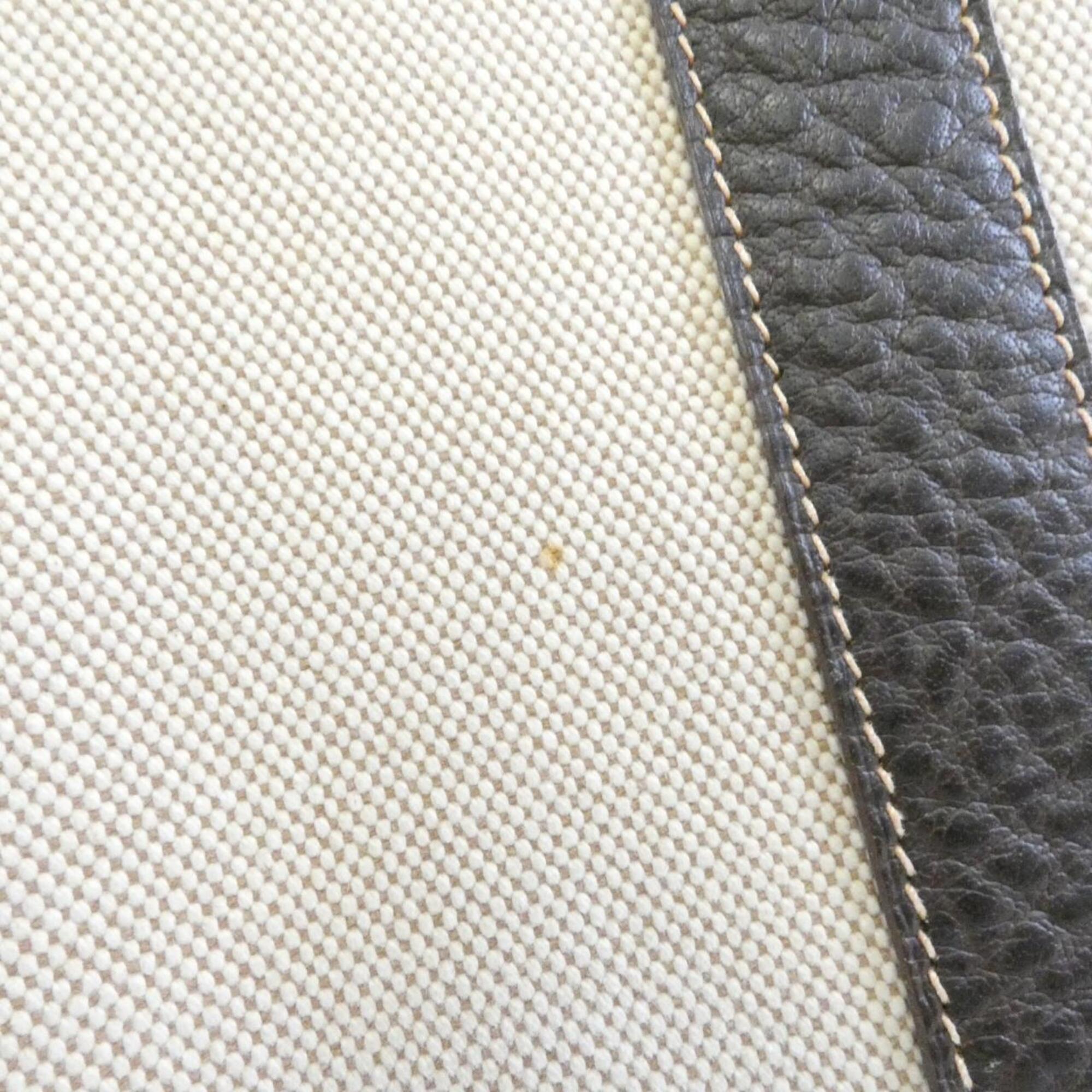 Hermes Brown Toile H Buffle Skipper Leather Handbag (Pre-Owned)