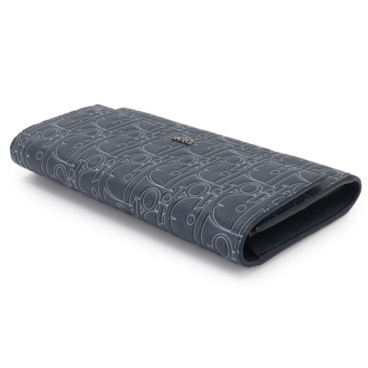 Christian Dior Blue Navy Leather Long Wallet (Bi-Fold) (Pre-Owned)