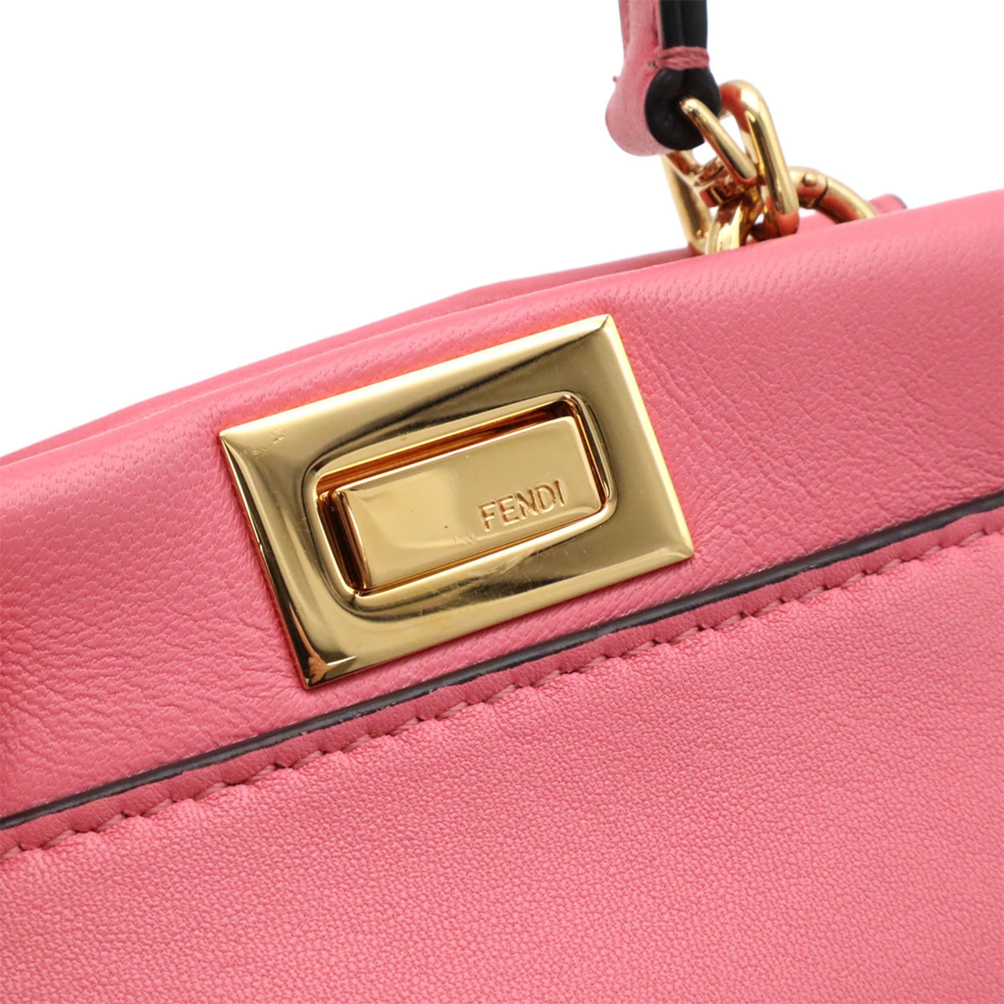Fendi Pink Leather Handbag Shoulder Bag (Pre-Owned)