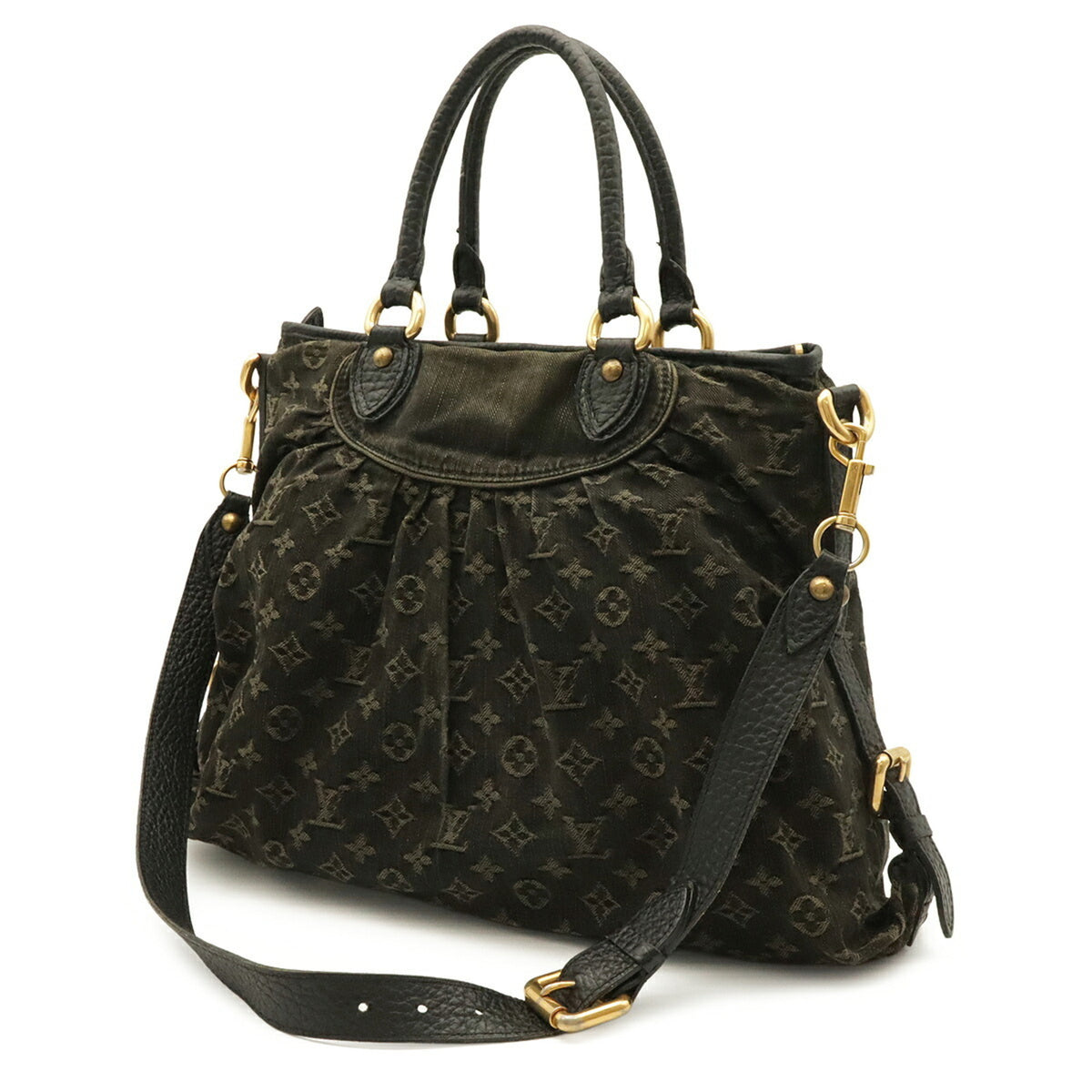 Louis Vuitton Noir Denim Canvas Shoulder Bag Tote Bag (Pre-Owned)