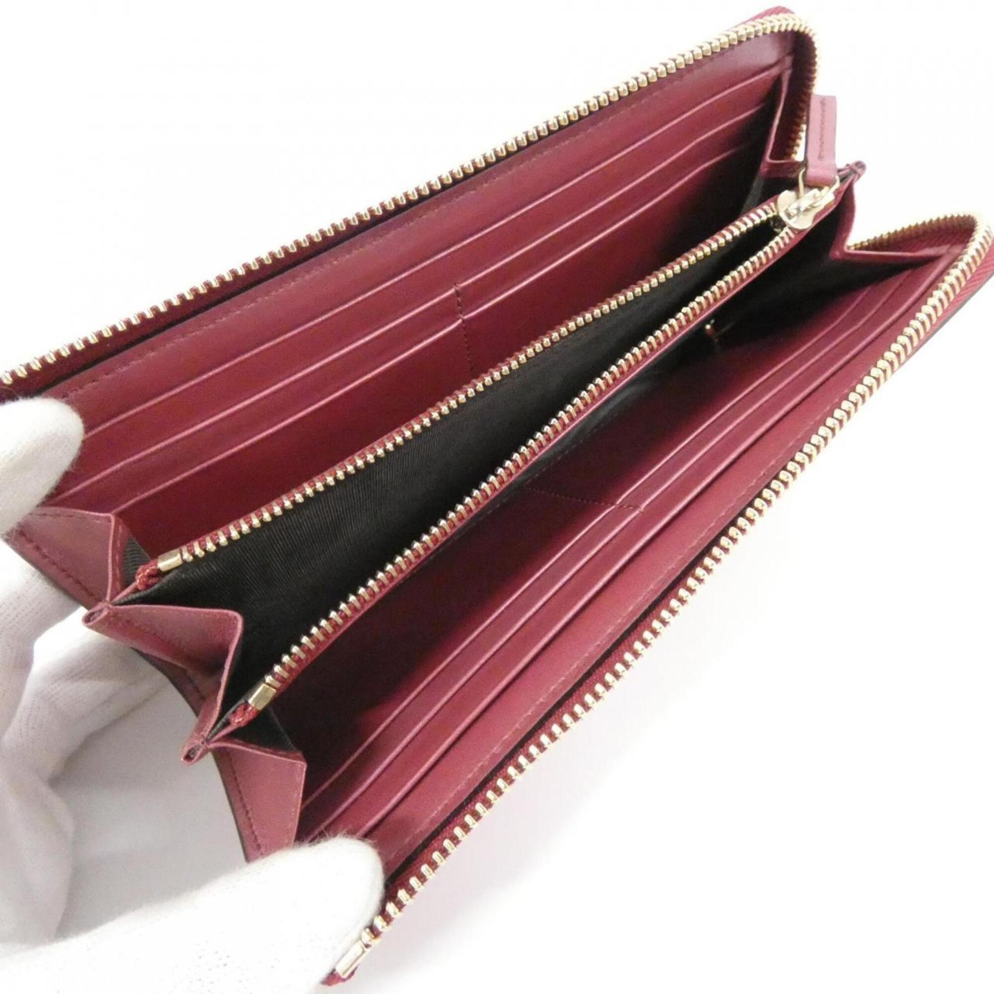 Gucci Red Color Leather Long Wallet (Bi-Fold) (Pre-Owned)