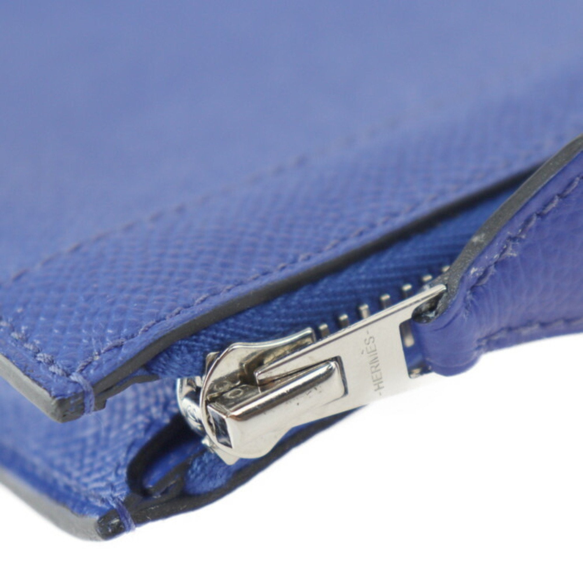 Hermes Blue Electric Leather Clutch Bag Handbag Pouch (Pre-Owned)