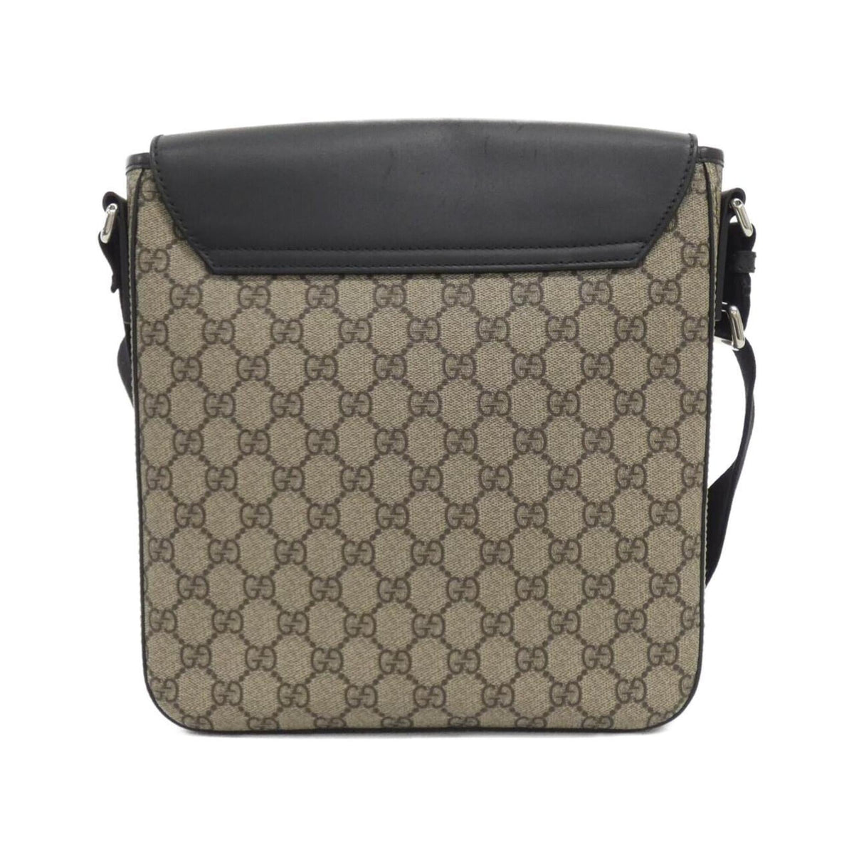 Gucci Beige Black Gg Supreme Leather Shoulder Bag (Pre-Owned)