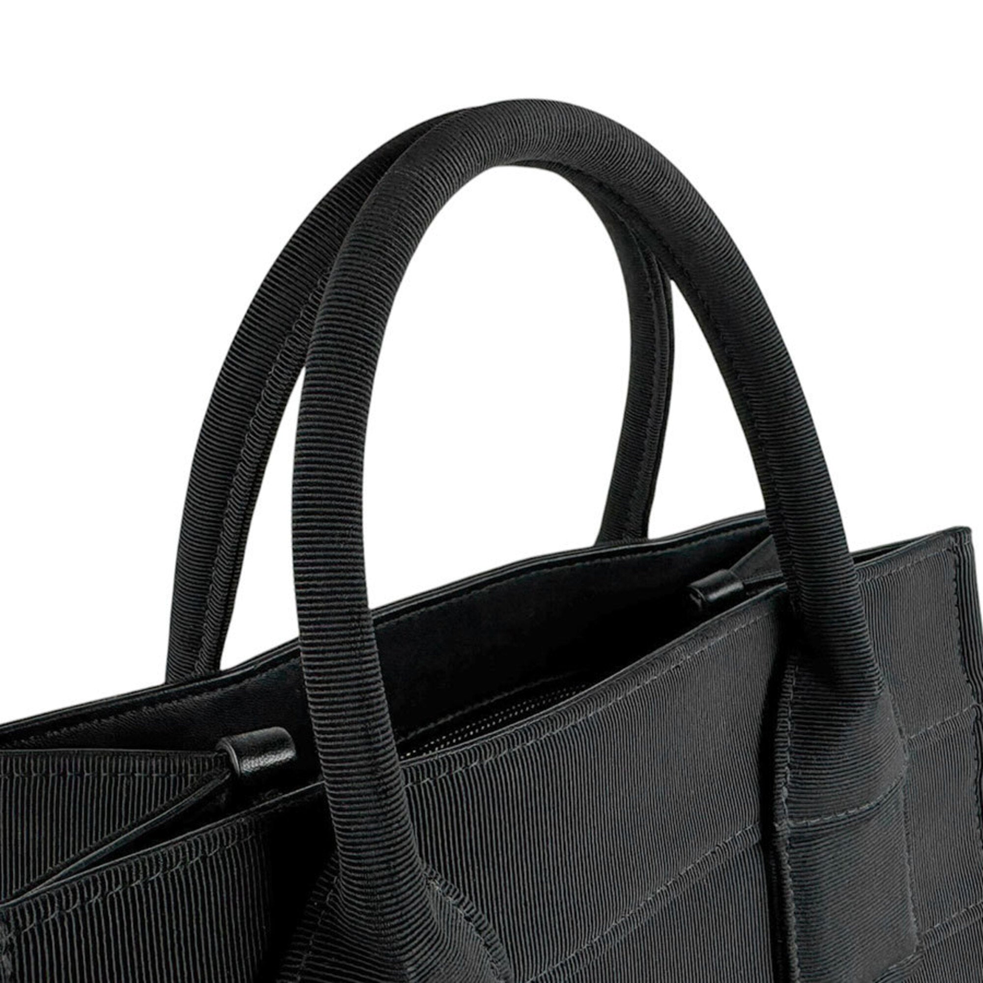 Salvatore Ferragamo Black Canvas Handbag Tote Bag (Pre-Owned)