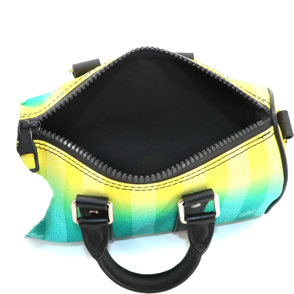 Louis Vuitton Black Green Yellow Canvas Leather Handbag (Pre-Owned)