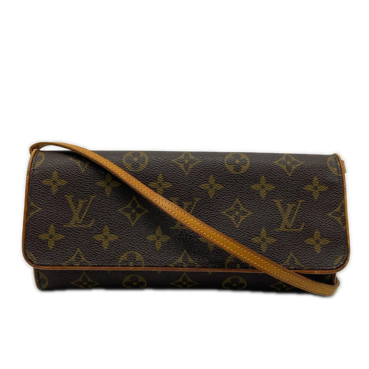 Louis Vuitton Brown Coated Canvas Leather Pochette Shoulder Bag (Pre-Owned)