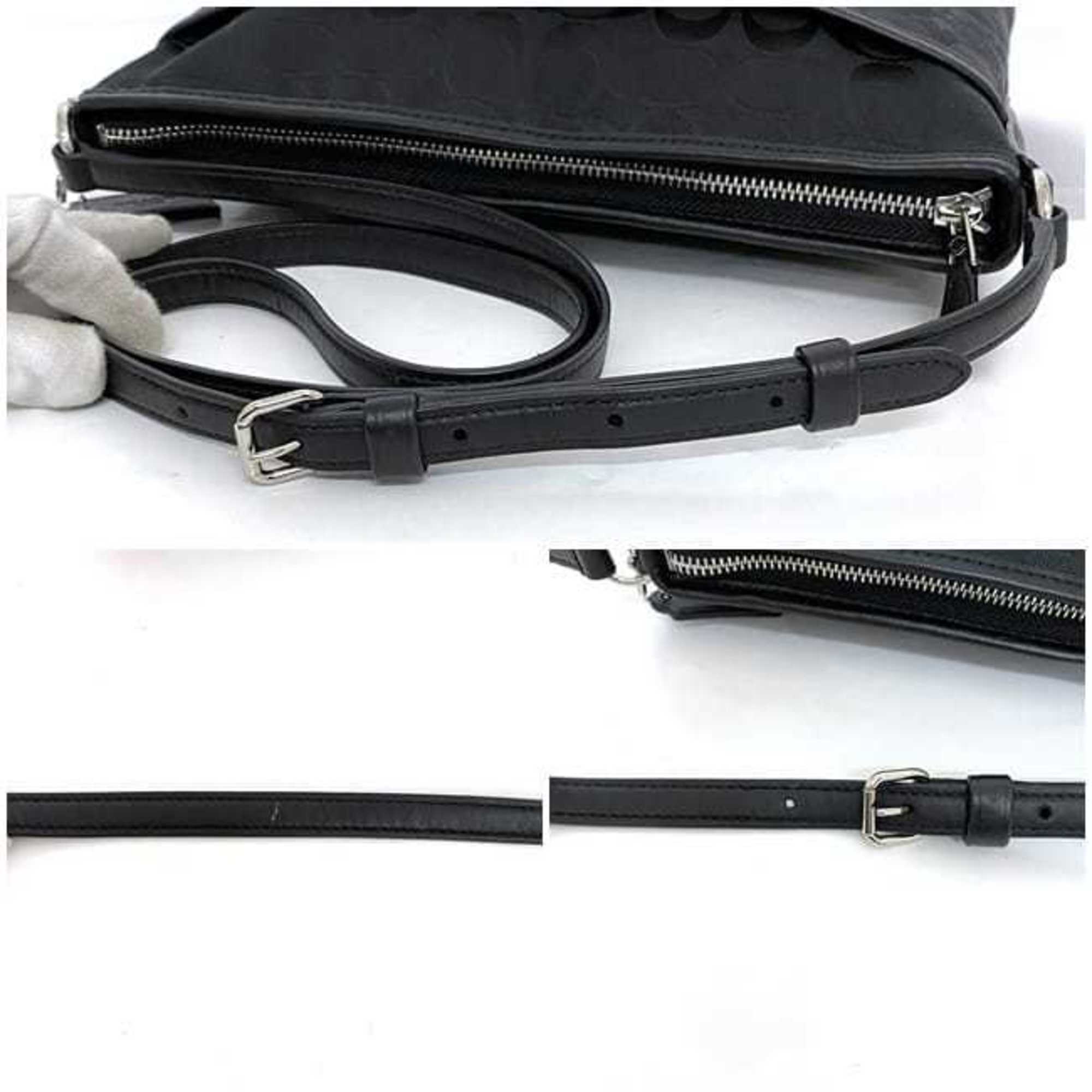 Coach Black Canvas Leather Shoulder Bag (Pre-Owned)