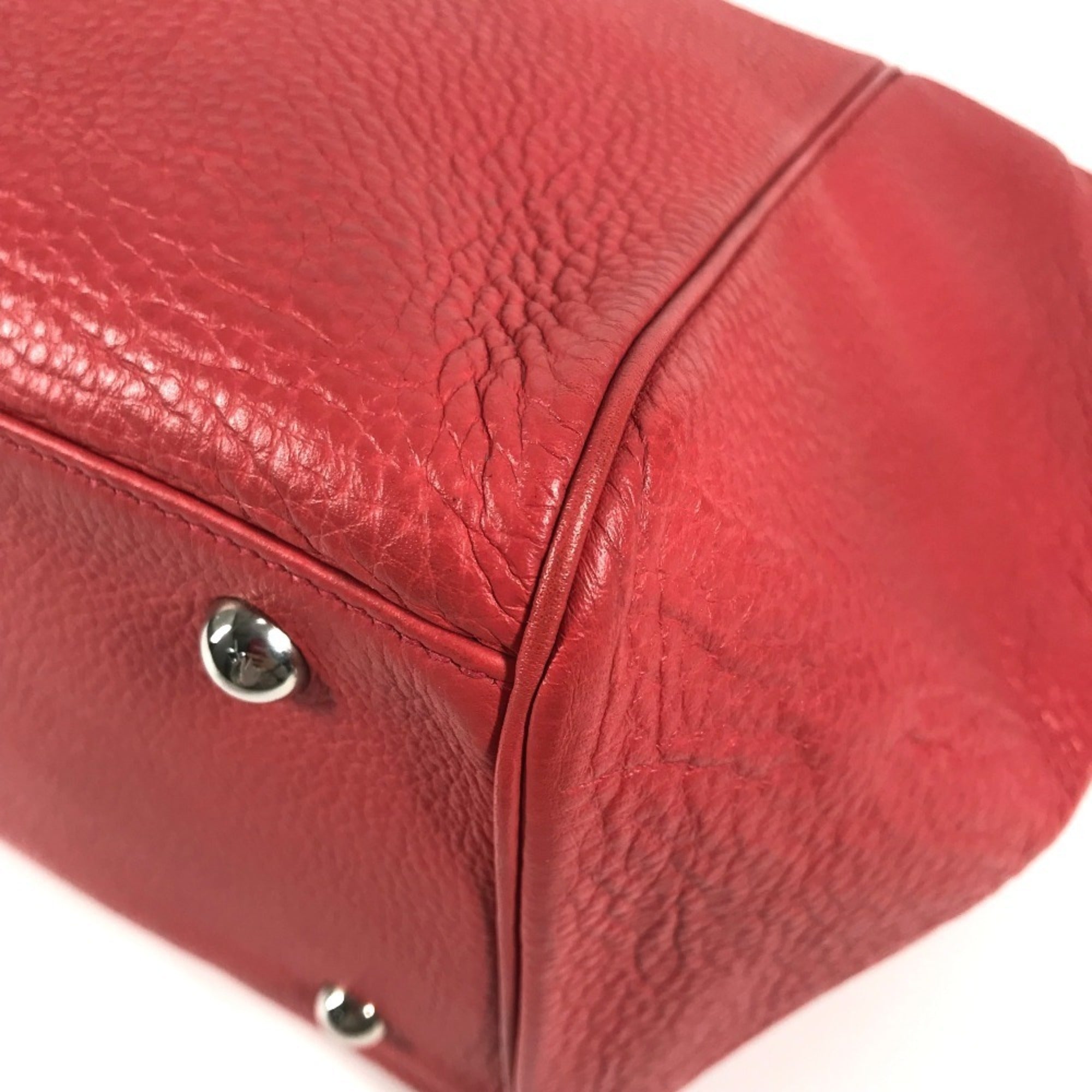 Hermes Paris Bombay Red Color Taurillon Clemence Leather Boston Bag Shoulder Bag (Pre-Owned)