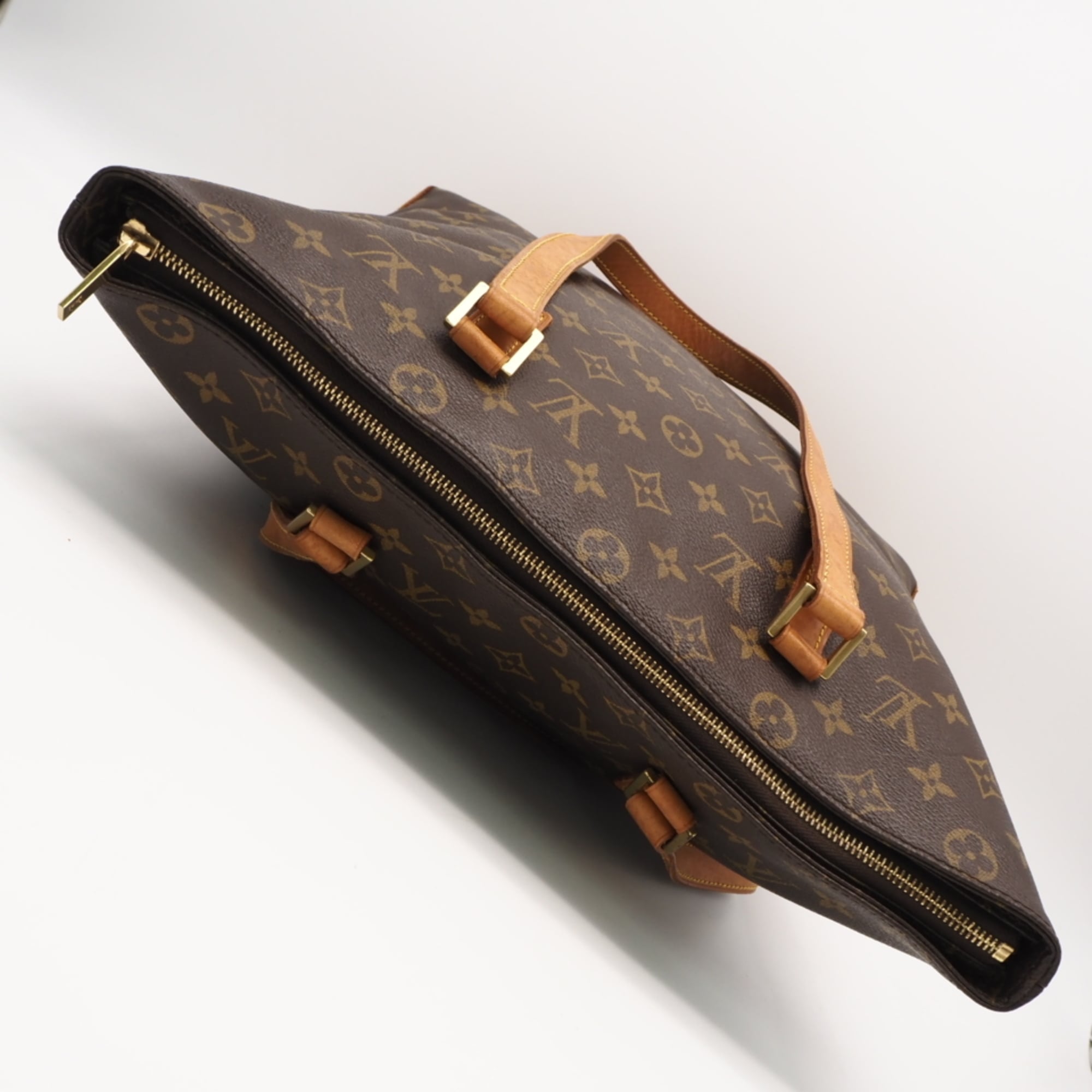 Louis Vuitton Beige Brown Coated Canvas Leather Handbag (Pre-Owned)