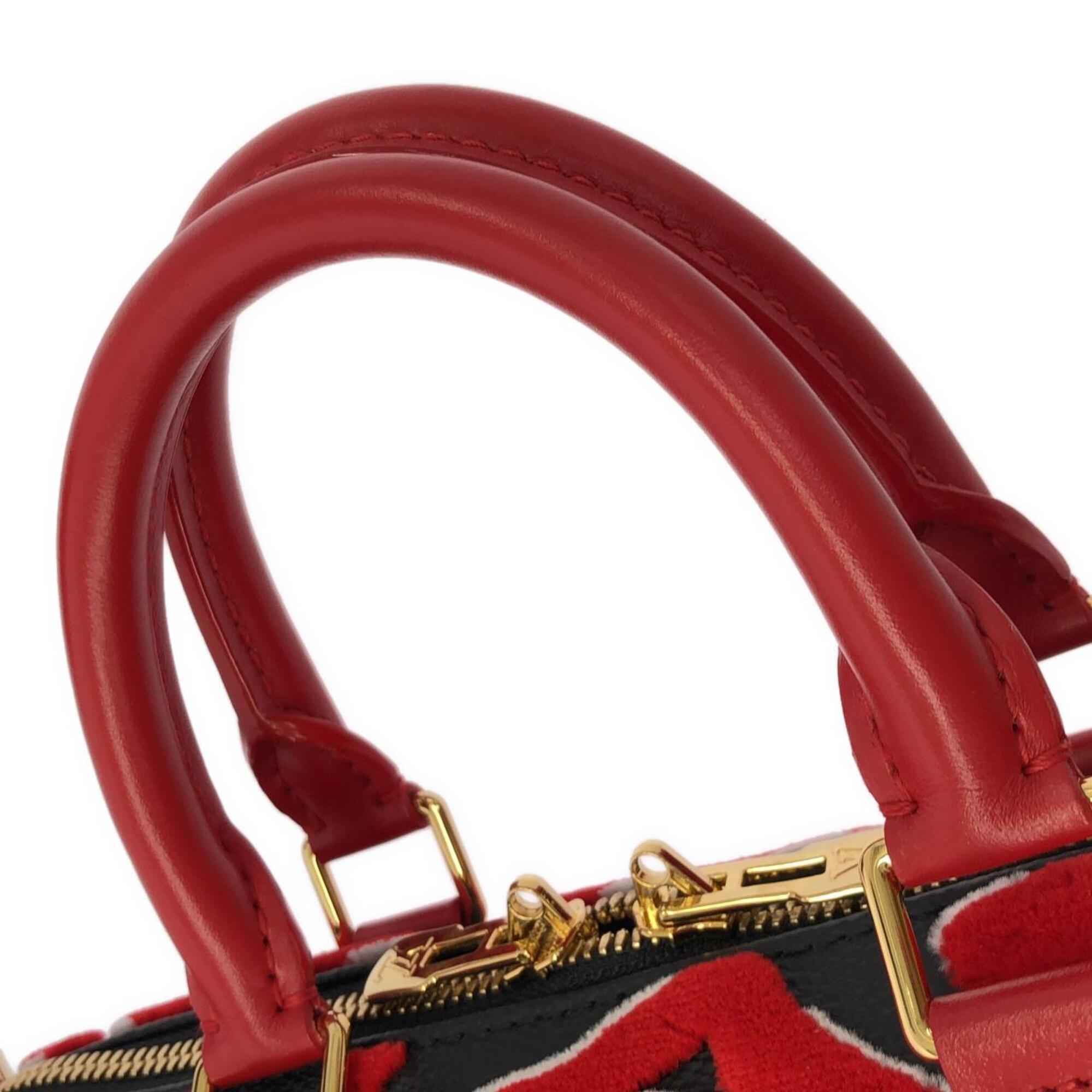Louis Vuitton Black Red Color Coated Canvas Boston Bag (Pre-Owned)