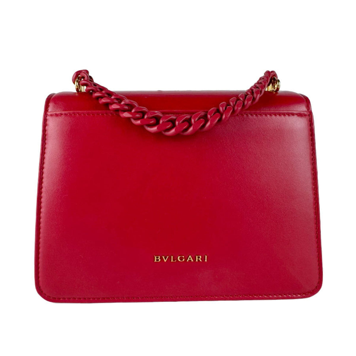 Bvlgari Red Color Leather Handbag Shoulder Bag (Pre-Owned)