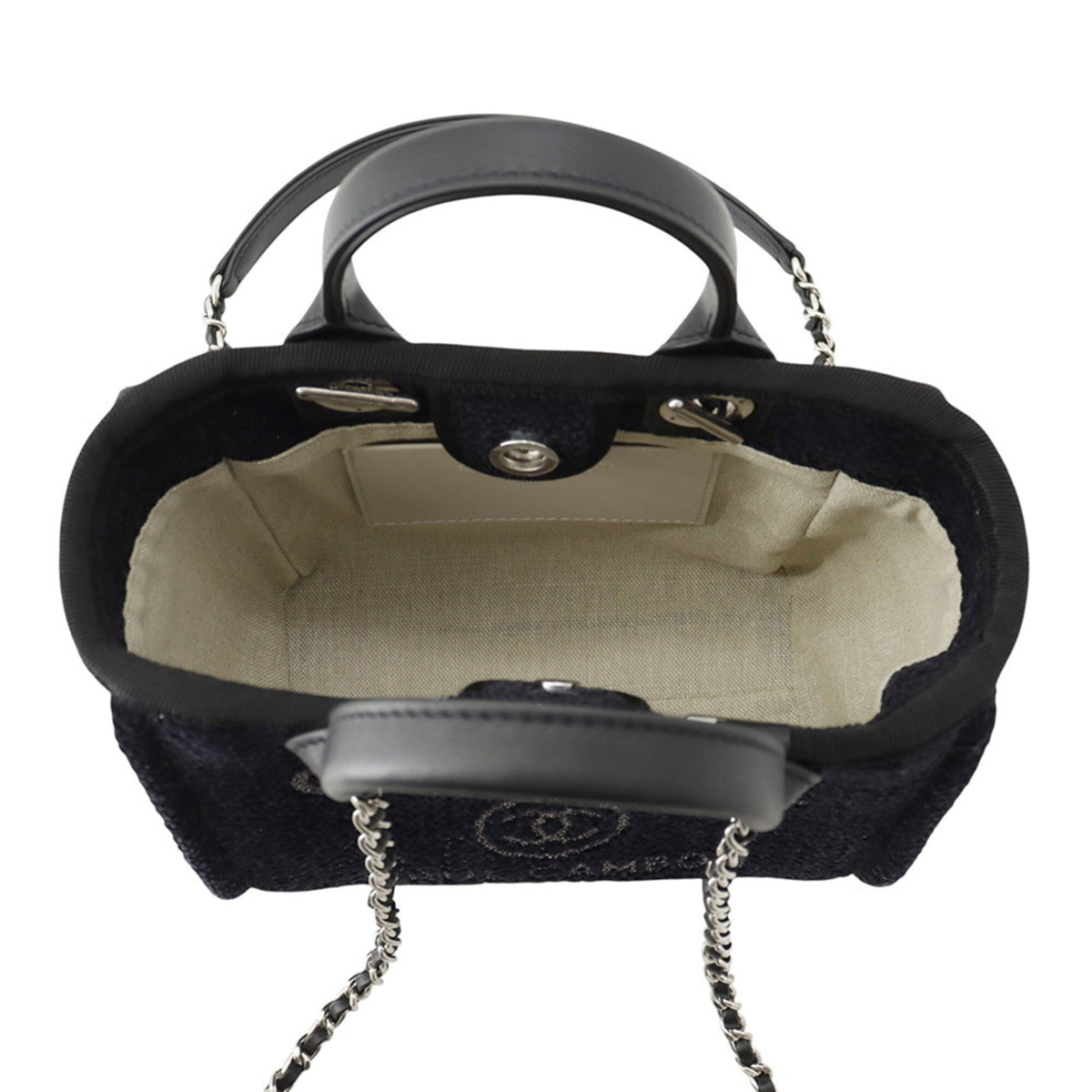 Chanel Black Tweed Leather Tote Bag (Pre-Owned)