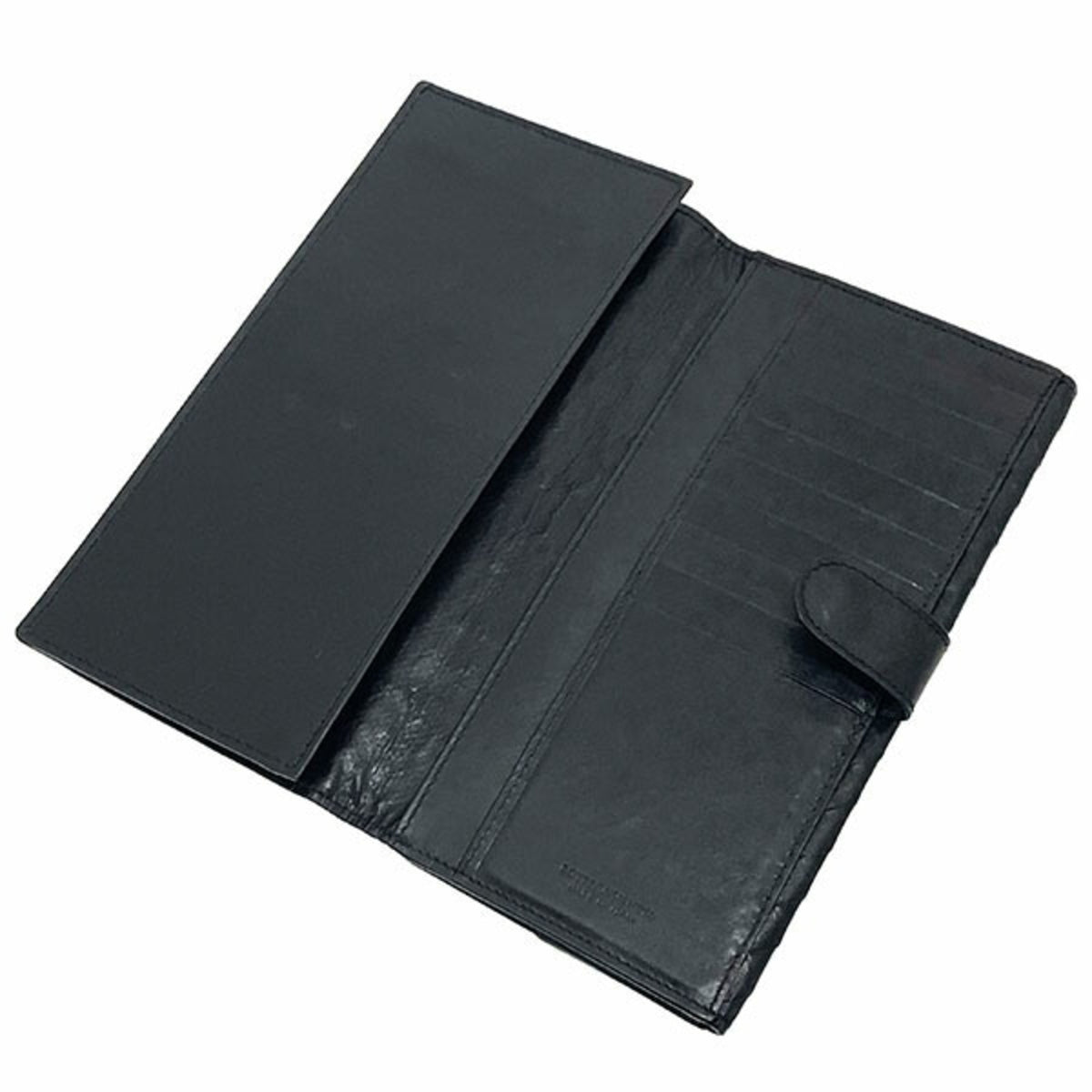 Bottega Veneta Black Leather Long Wallet (Bi-Fold) (Pre-Owned)