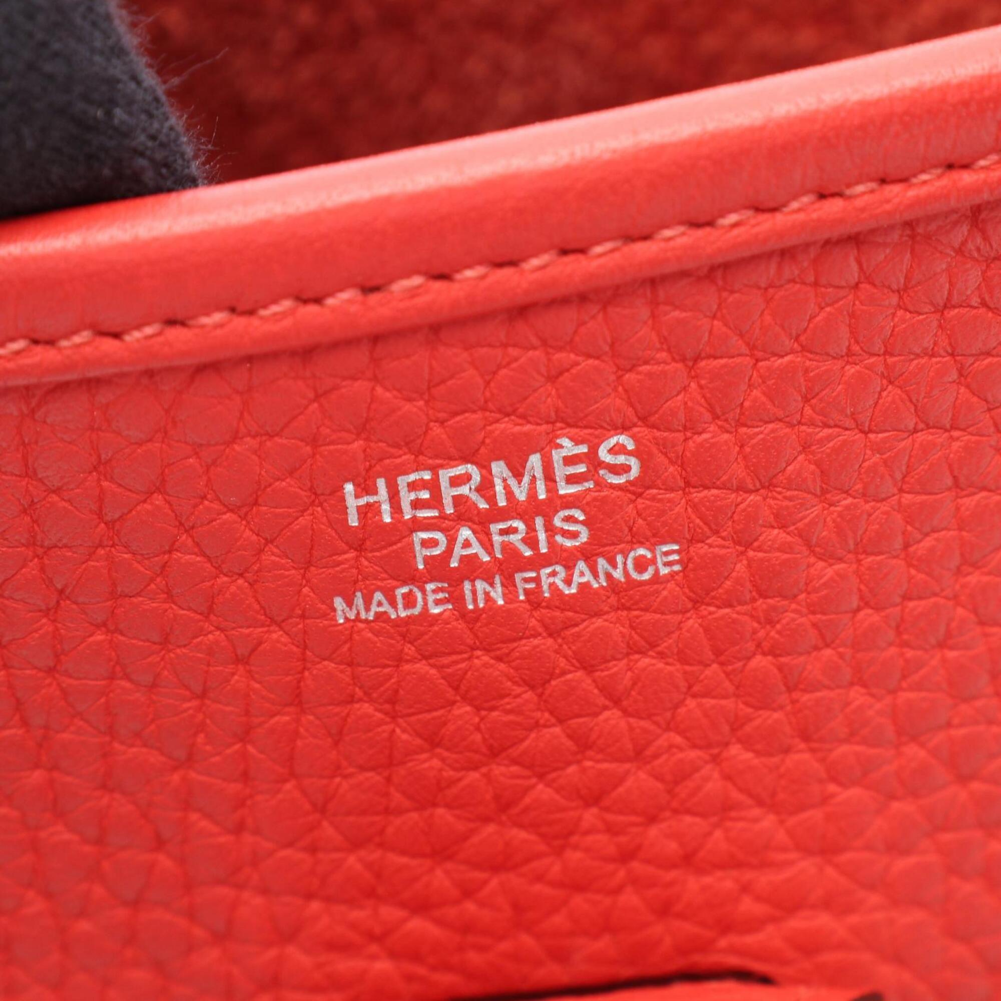 Hermes Red Color Taurillon Clemence Leather Handbag Shoulder Bag (Pre-Owned)