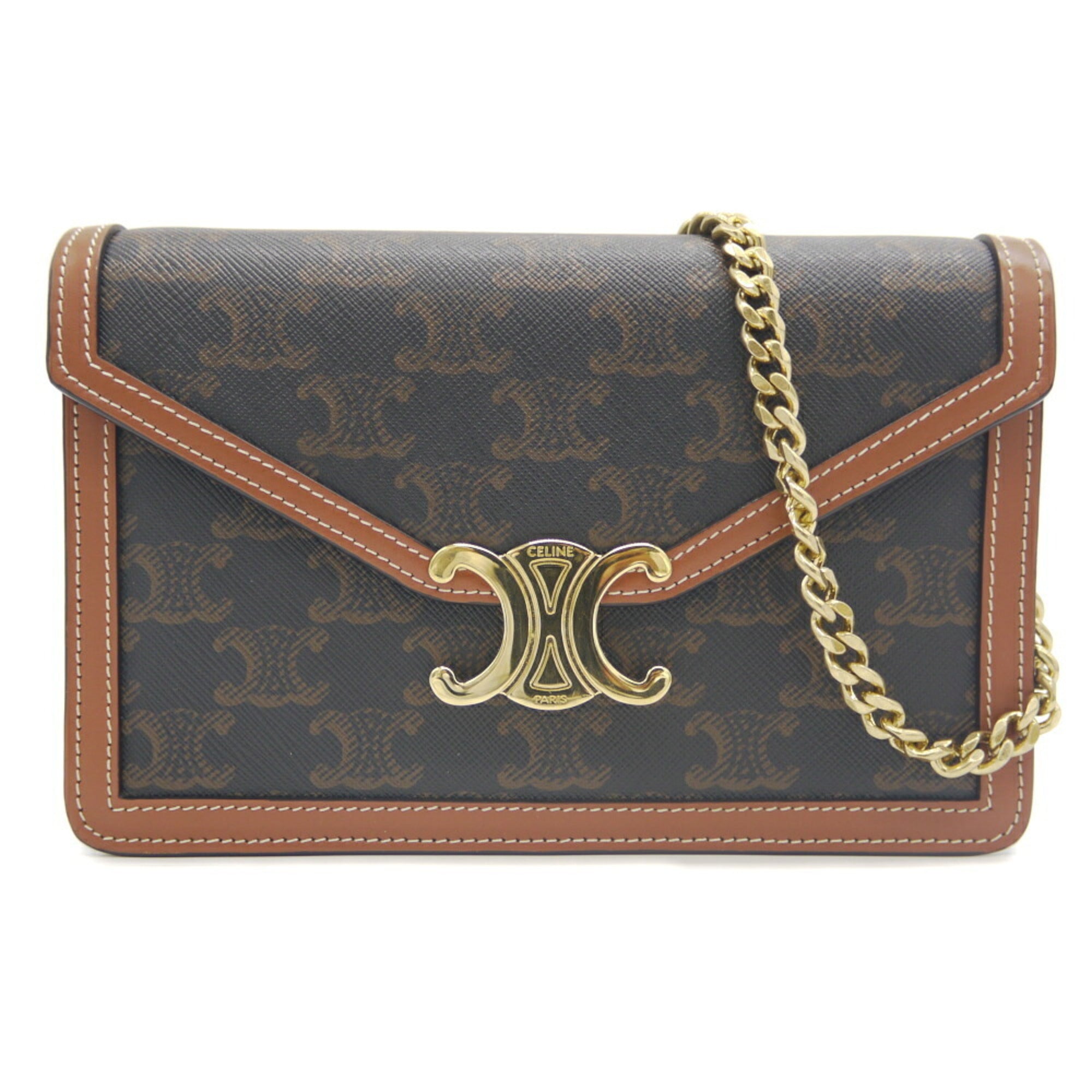 Celine Brown Canvas Leather Shoulder Bag (Pre-Owned)