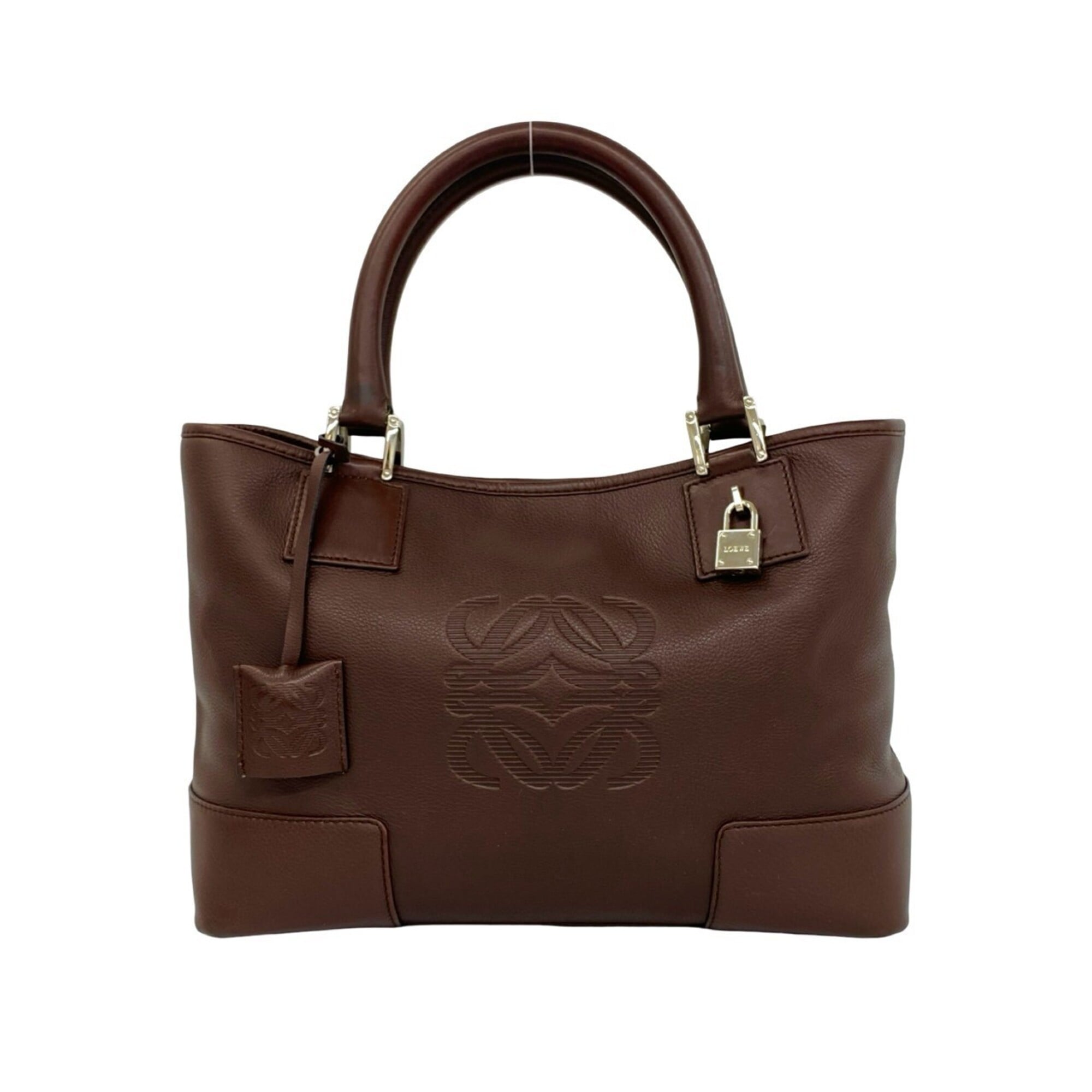 Loewe Brown Leather Boston Bag Handbag Tote Bag (Pre-Owned)