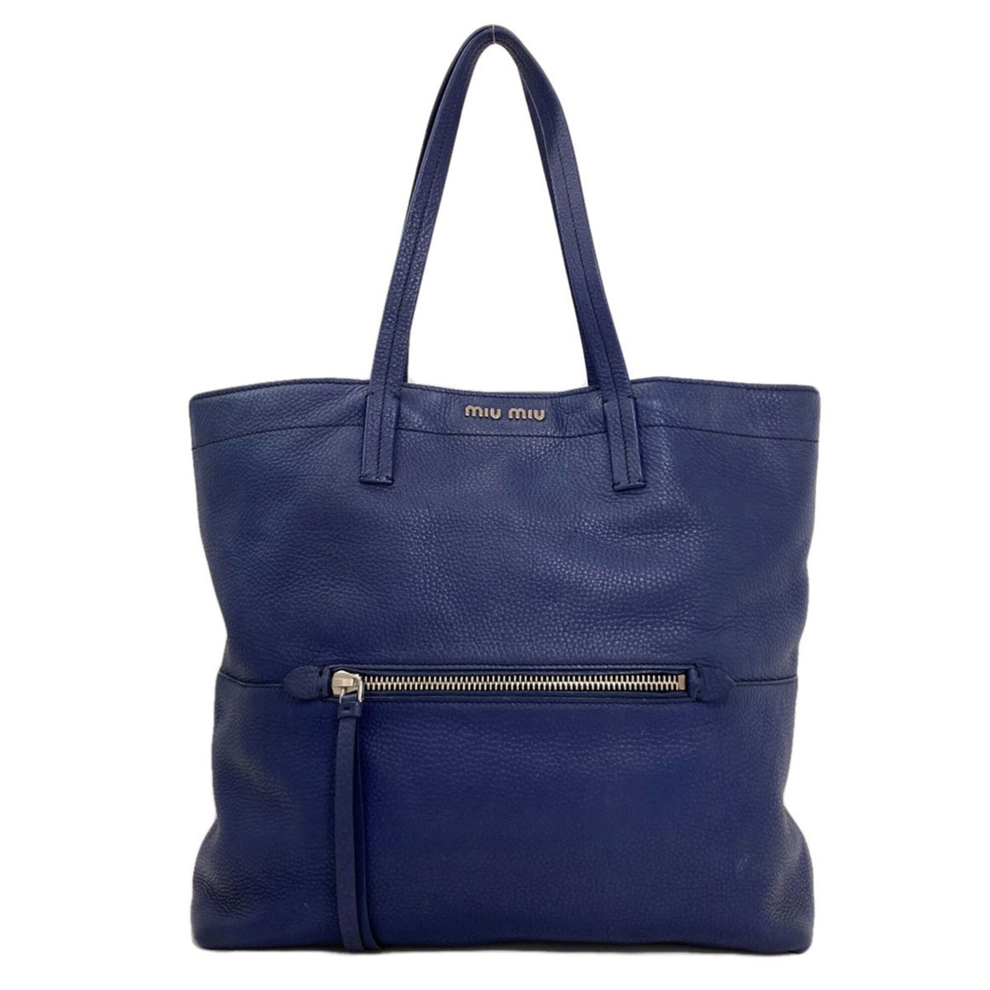 Miu Miu Blue Leather Tote Bag (Pre-Owned)
