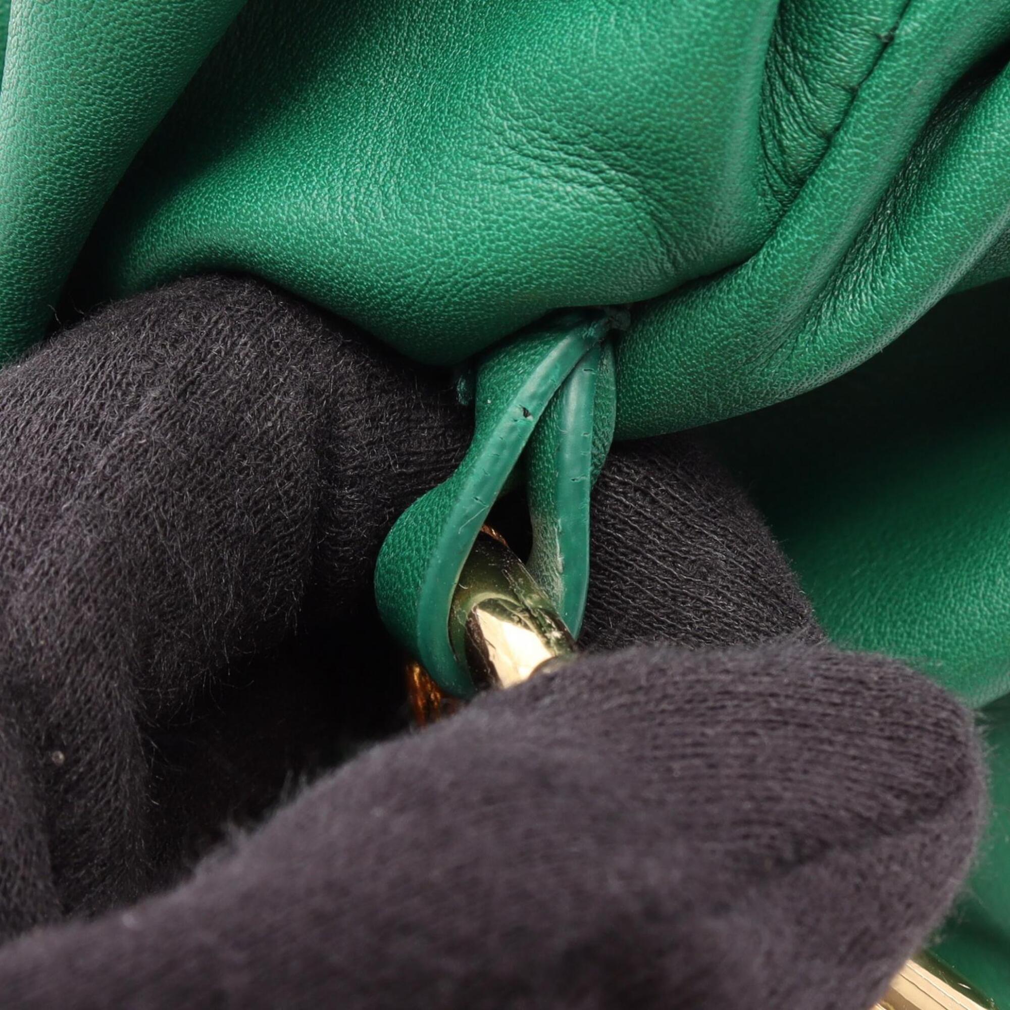 Bottega Veneta Green Leather Handbag Pouch Shoulder Bag (Pre-Owned)