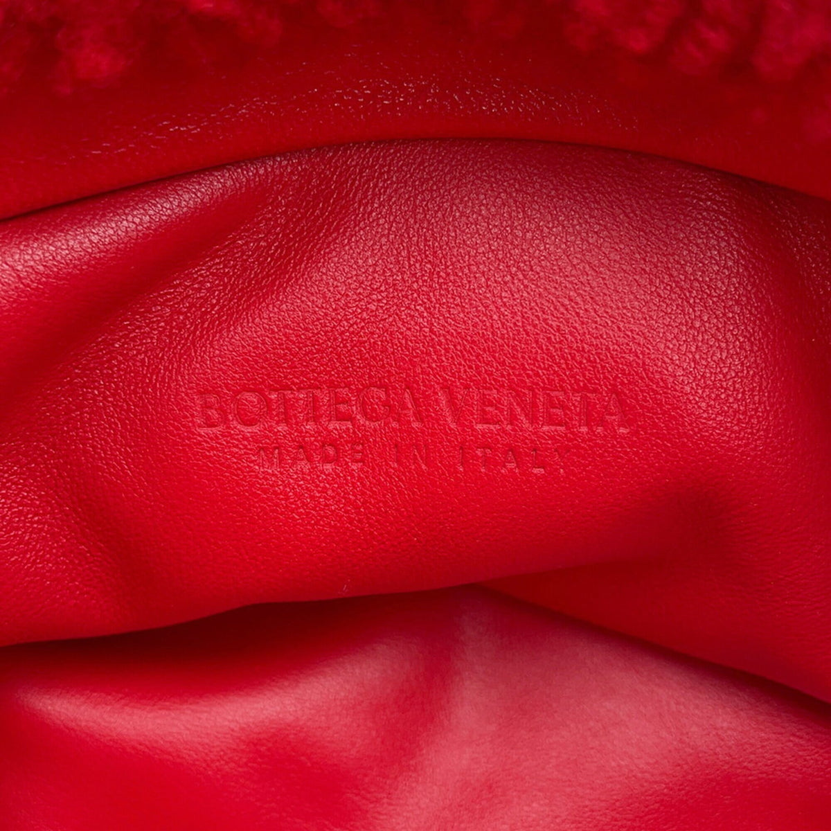 Bottega Veneta Red Color Fabric Leather Handbag Shoulder Bag (Pre-Owned)