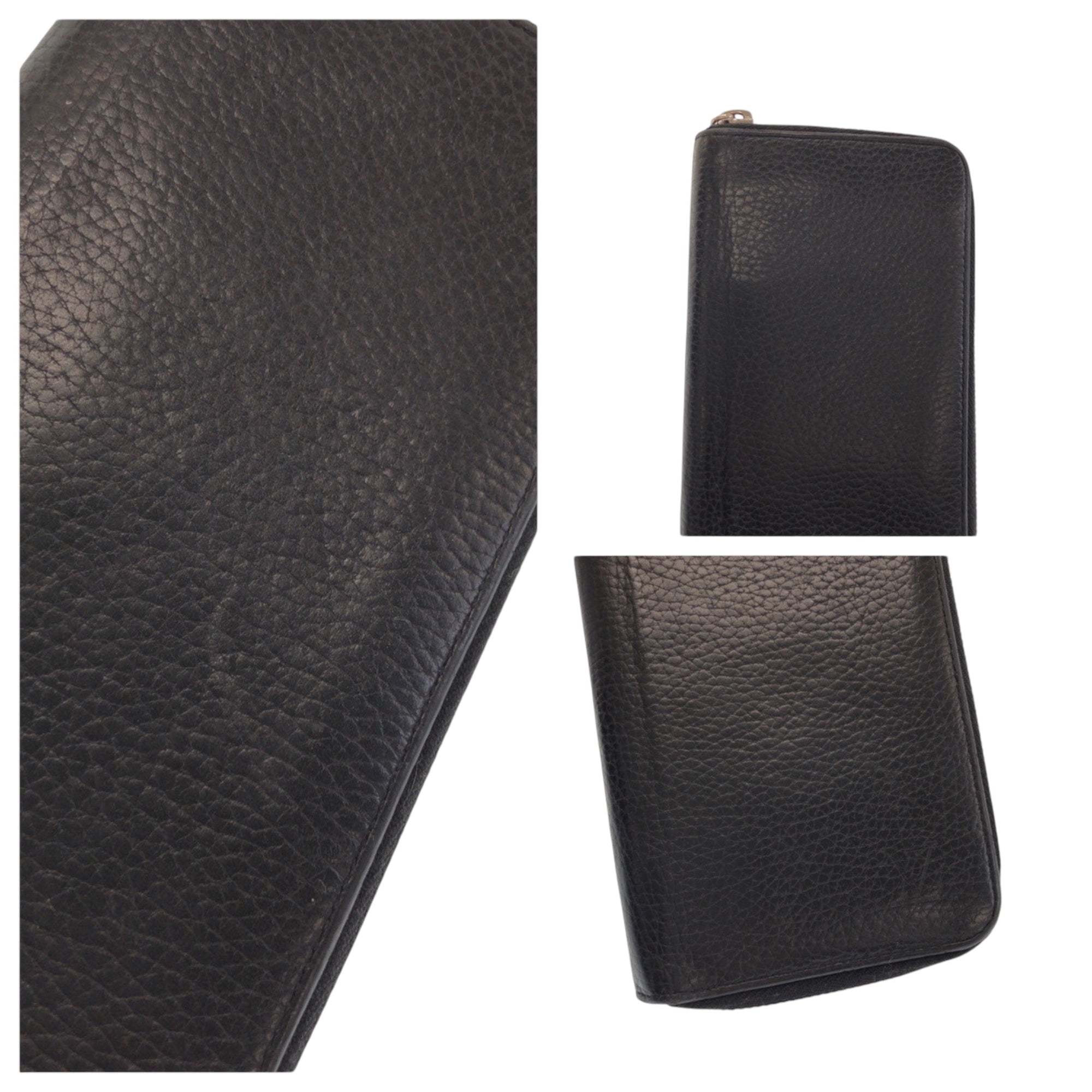 Louis Vuitton Black Leather Long Wallet (Bi-Fold) (Pre-Owned)