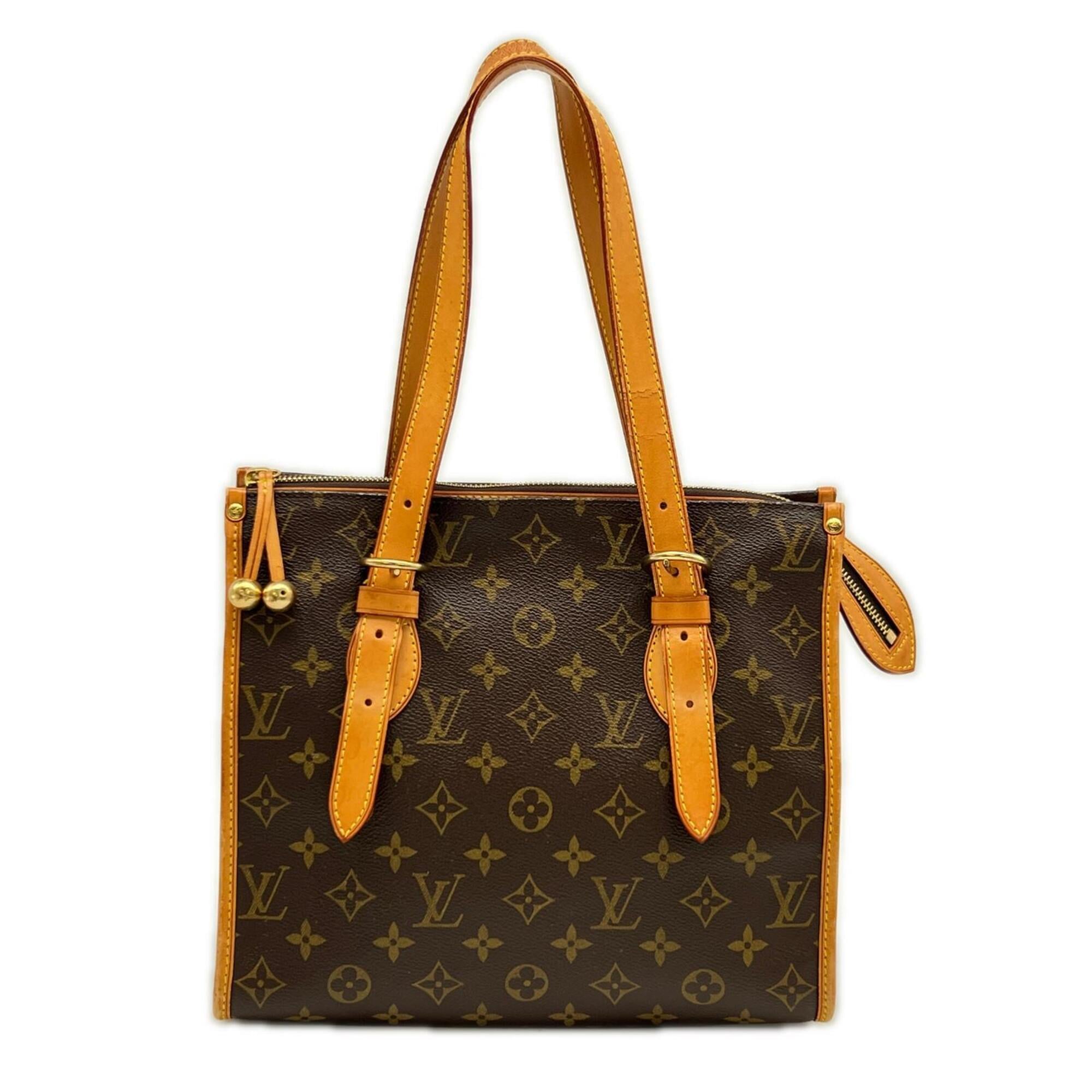 Louis Vuitton Monogram Beige Brown Coated Canvas Leather Handbag (Pre-Owned)