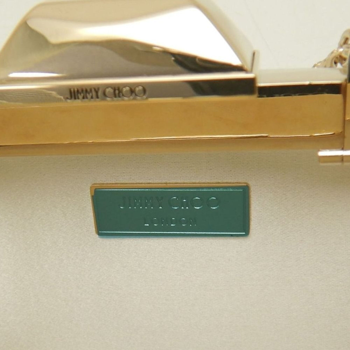 Jimmy Choo Off-White Satin Clutch Bag (Pre-Owned)