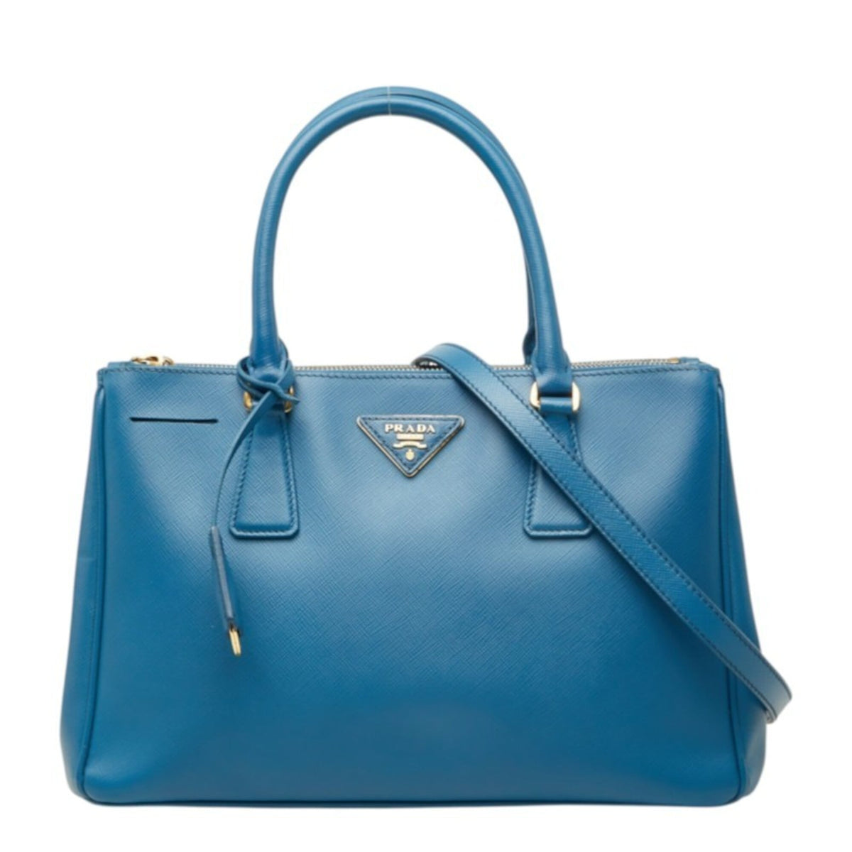 Prada Blue Leather Handbag Shoulder Bag (Pre-Owned)