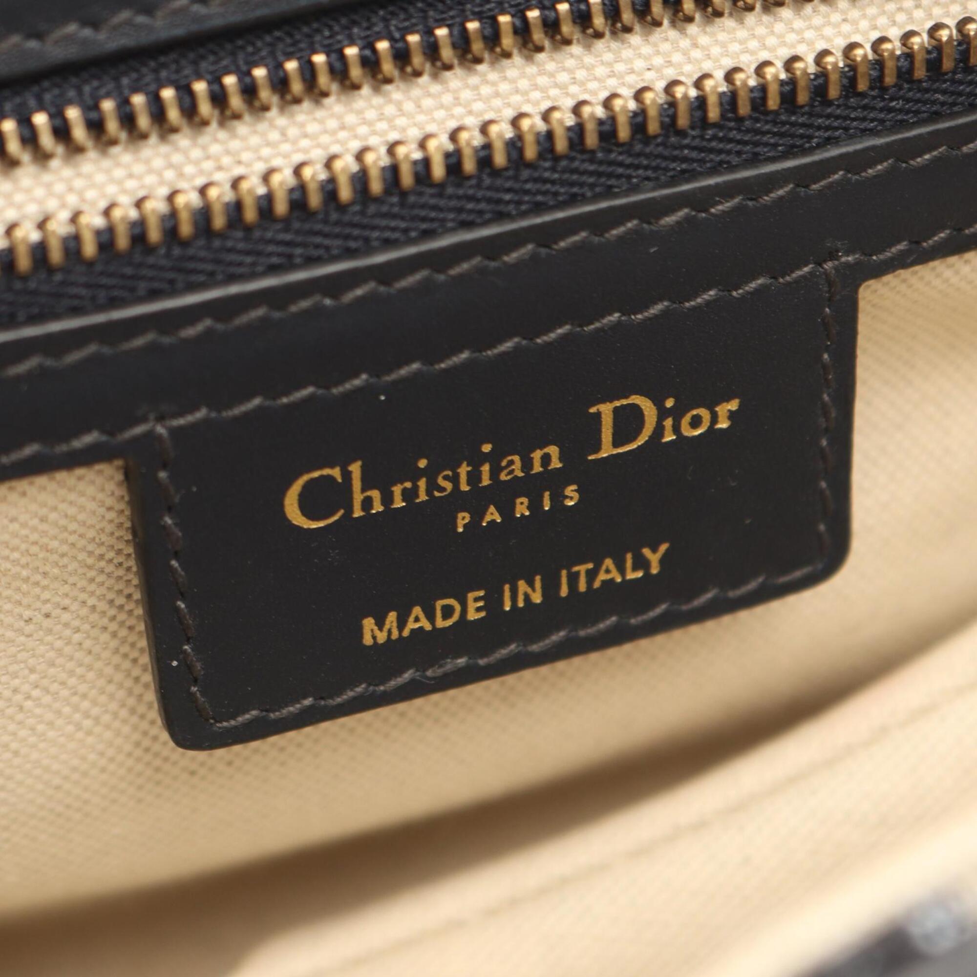 Christian Dior Navy Canvas Leather Handbag Saddle Bag (Pre-Owned)