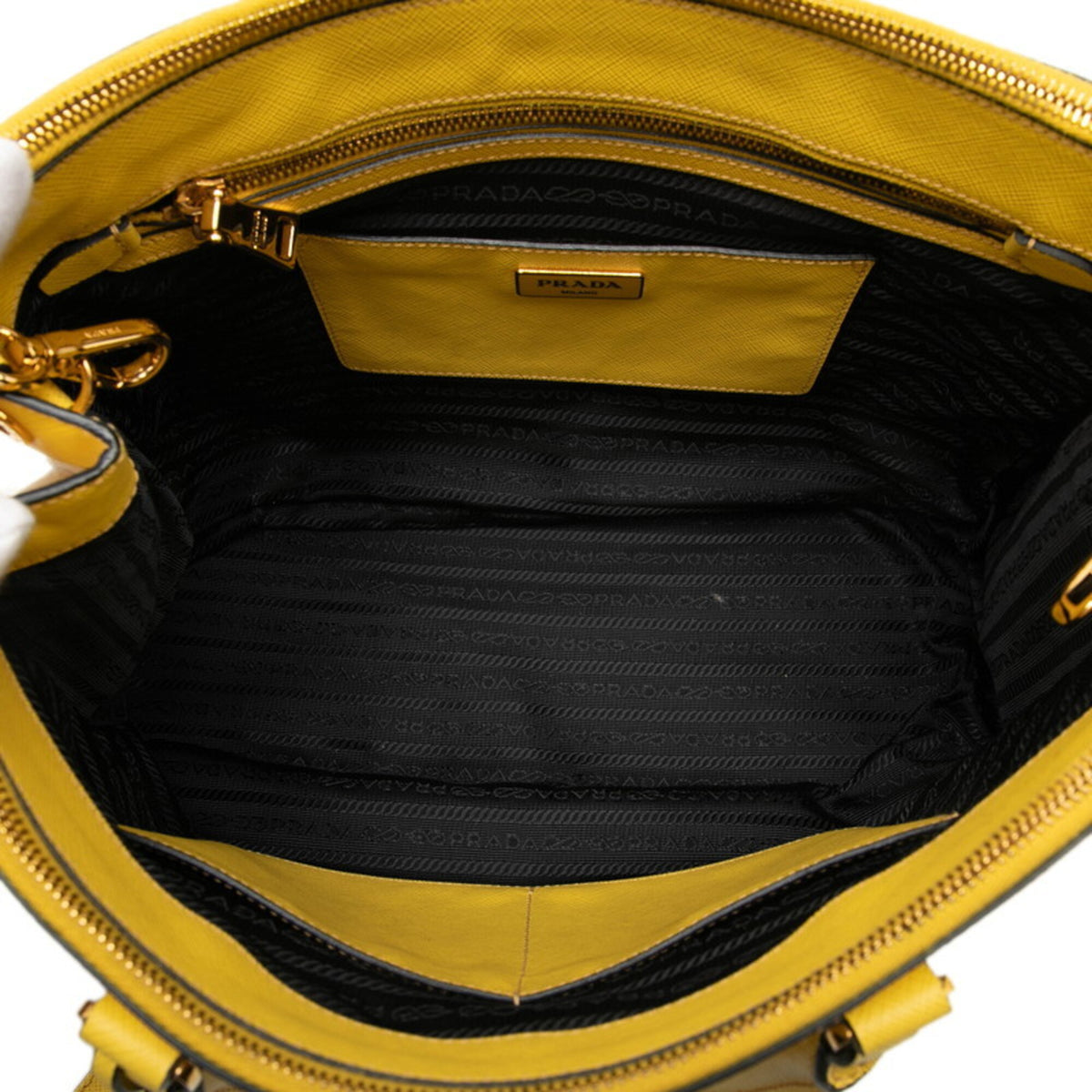 Prada Yellow Leather Handbag Shoulder Bag (Pre-Owned)