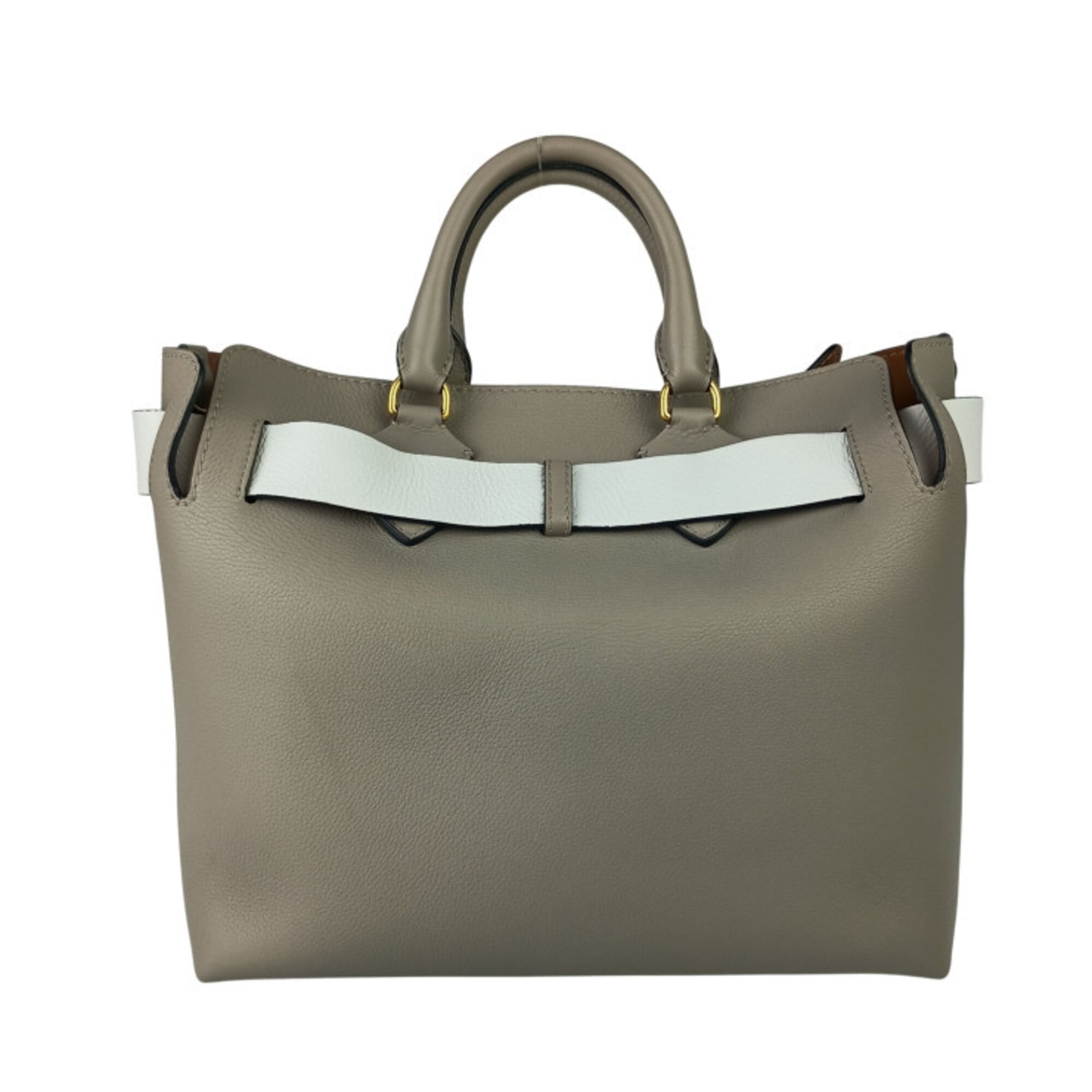 Burberry Gray Leather Handbag Shoulder Bag (Pre-Owned)