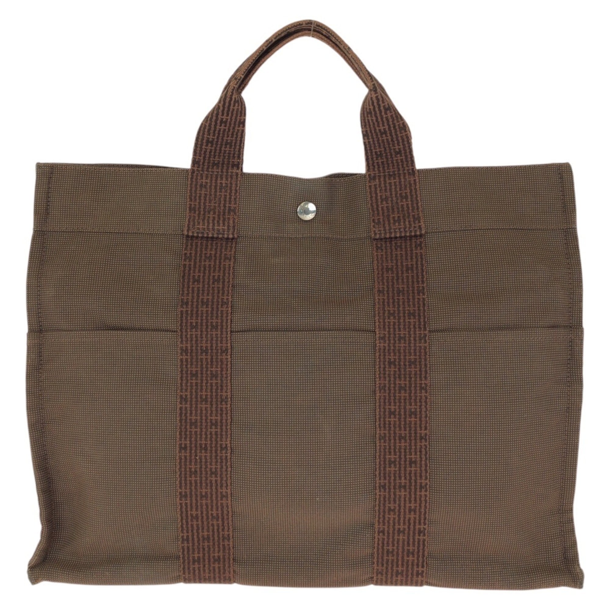 Hermes Brown Polyamide Polyester Handbag Tote Bag (Pre-Owned)