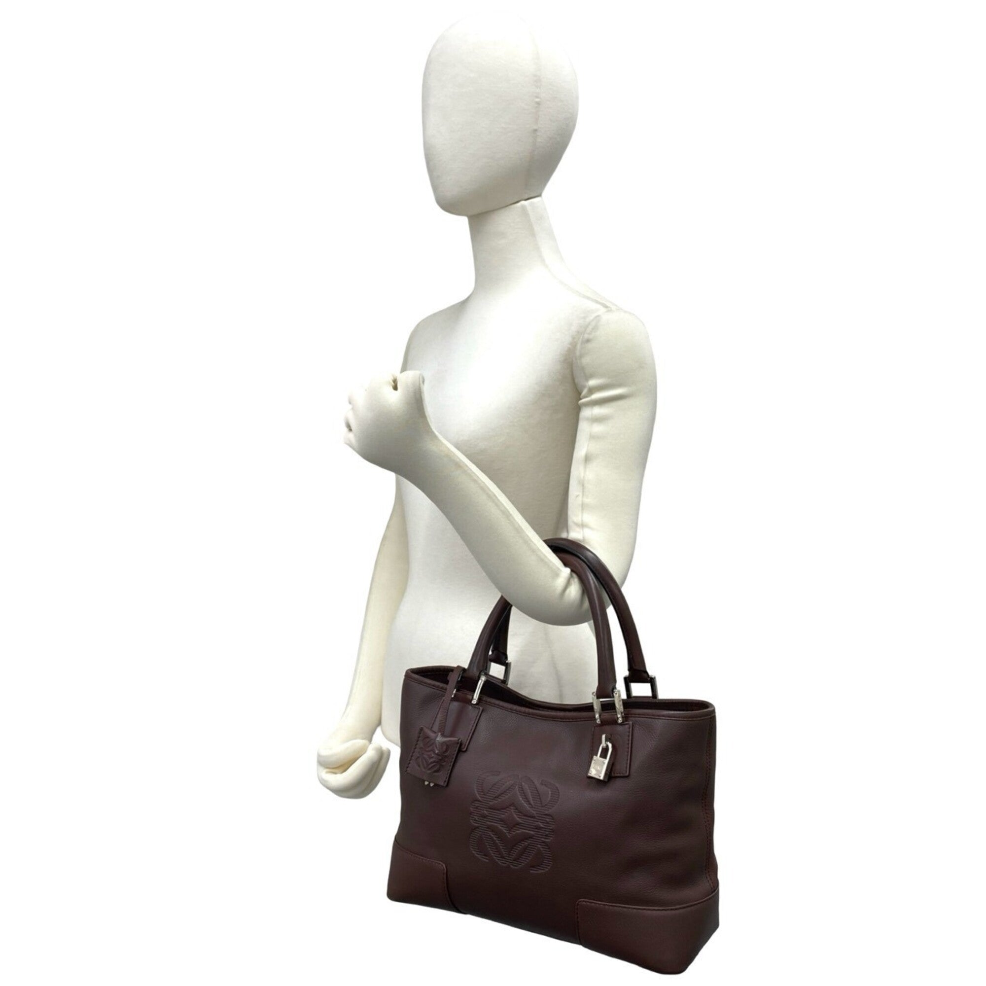 Loewe Brown Leather Boston Bag Handbag Tote Bag (Pre-Owned)