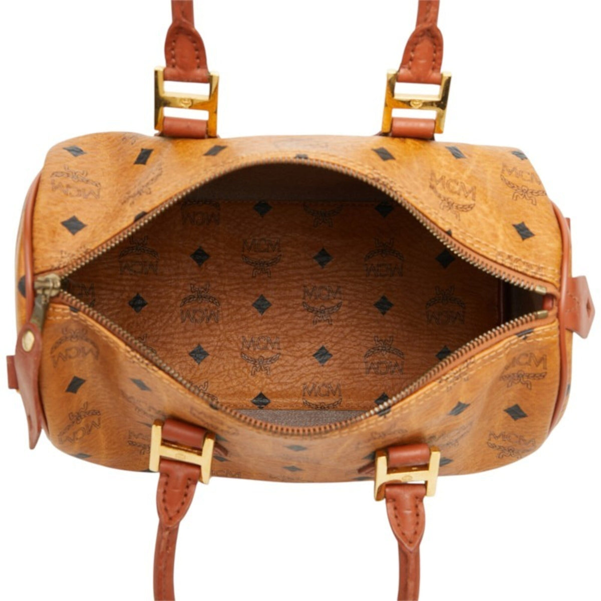 Mcm Brown Pvc Leather Boston Bag Handbag (Pre-Owned)